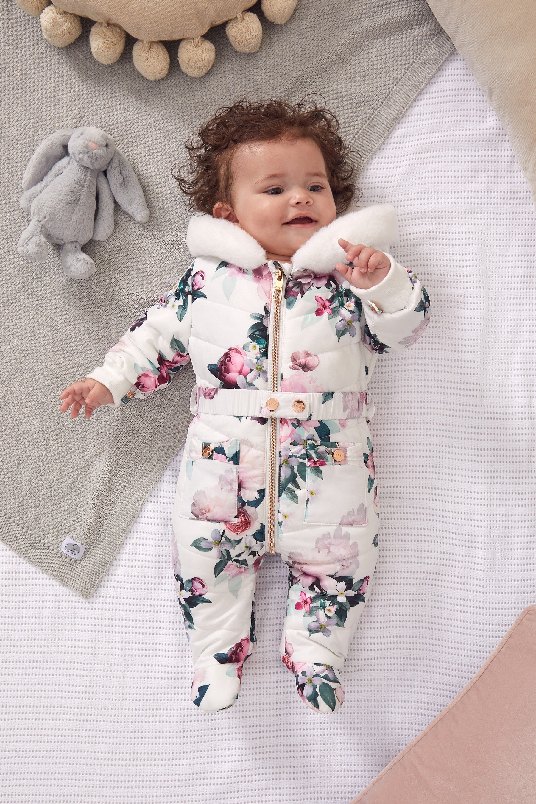 Pink Floral Baby Snowsuit