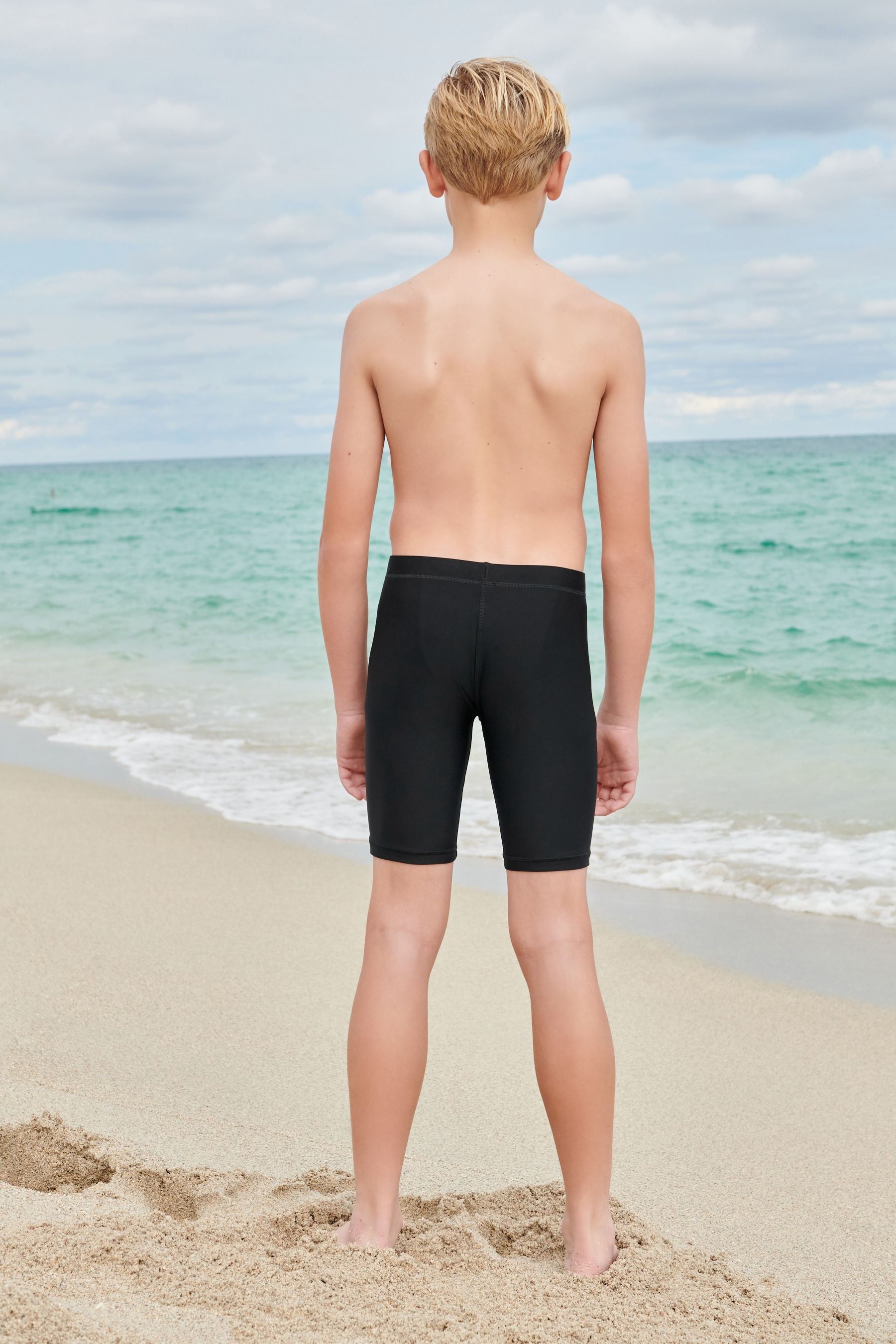 Black Longer Length Stretch Swim Shorts (3-16yrs)