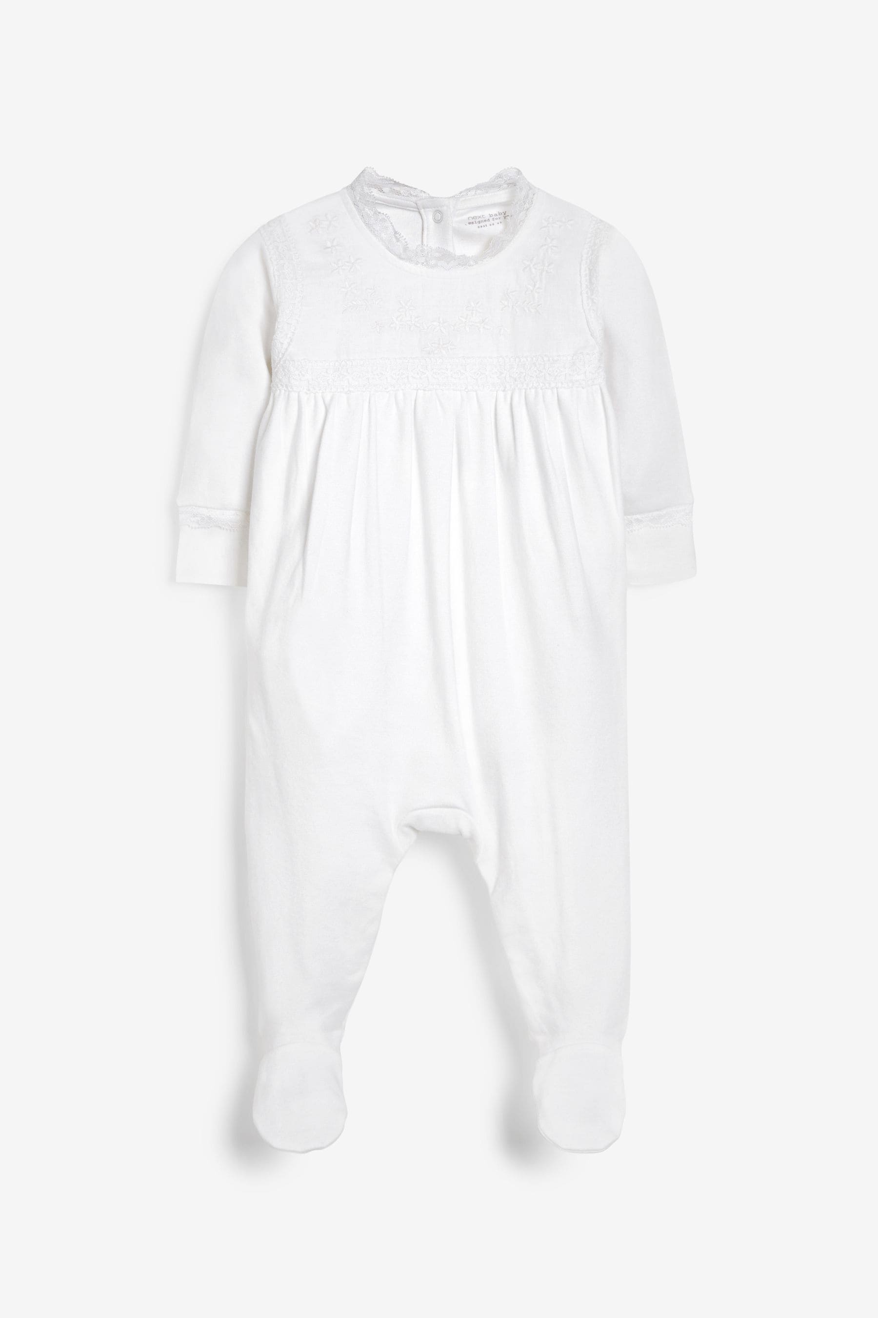 White 100% Cotton Single Smart Sleepsuit (0-2yrs)