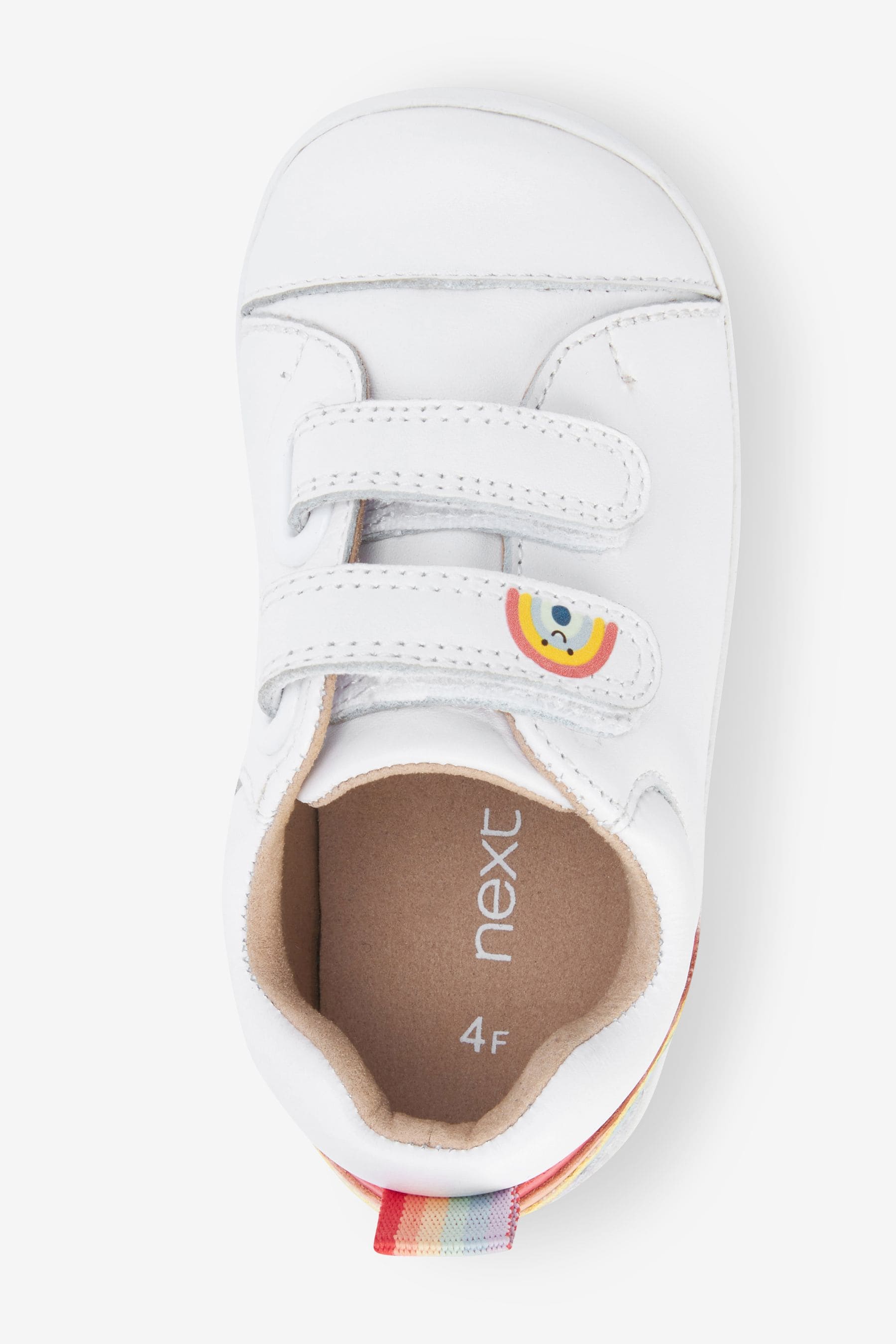 White Leather Standard Fit (F) First Walker Rainbow Trainers