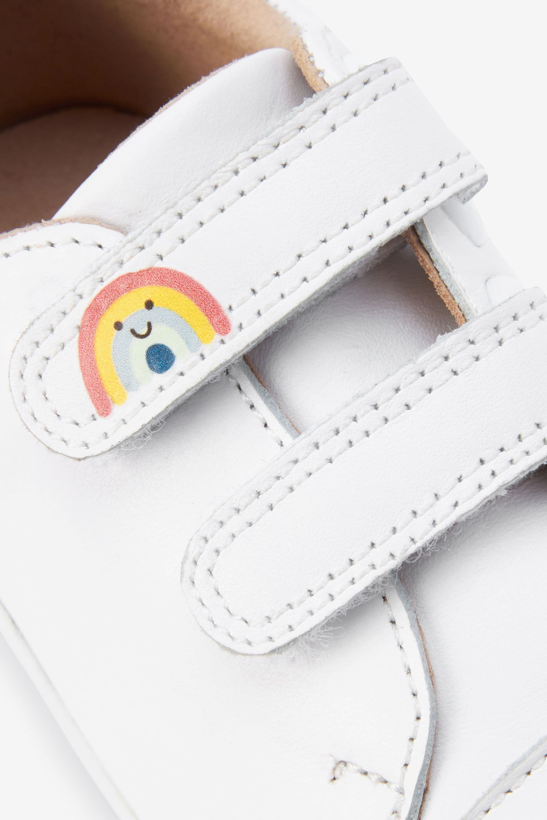 White Leather Standard Fit (F) First Walker Rainbow Trainers