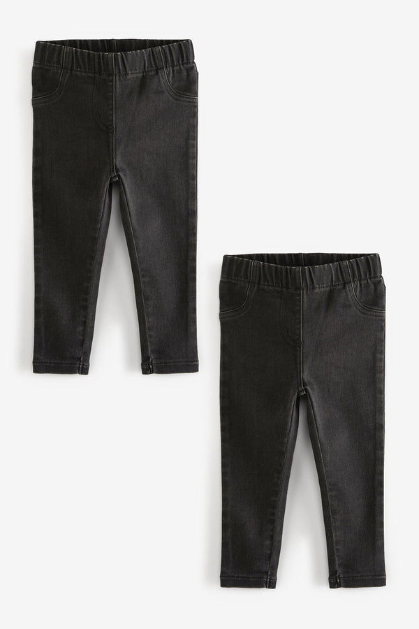 Black Denim 2 Pack Elasticated Waist Jeggings (3mths-7yrs)