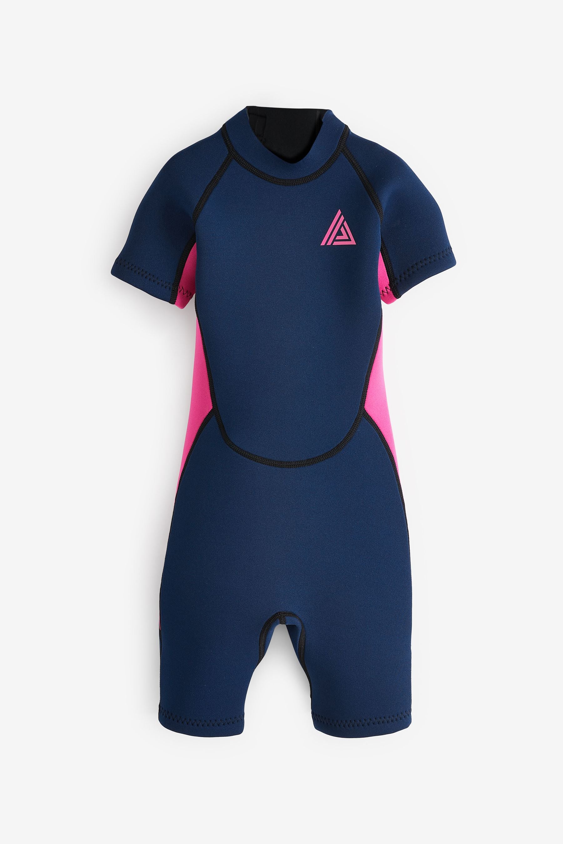 Short Sleeve Navy Blue/Pink 3mm Neoprene Wetsuit (1-16yrs)