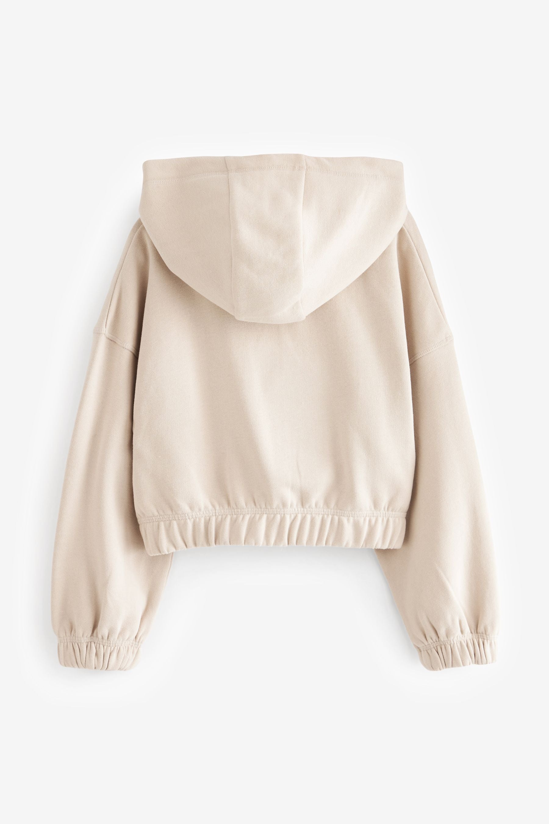 Ecru Cream Cropped Drawstring Waist Hoodie (3-16yrs)