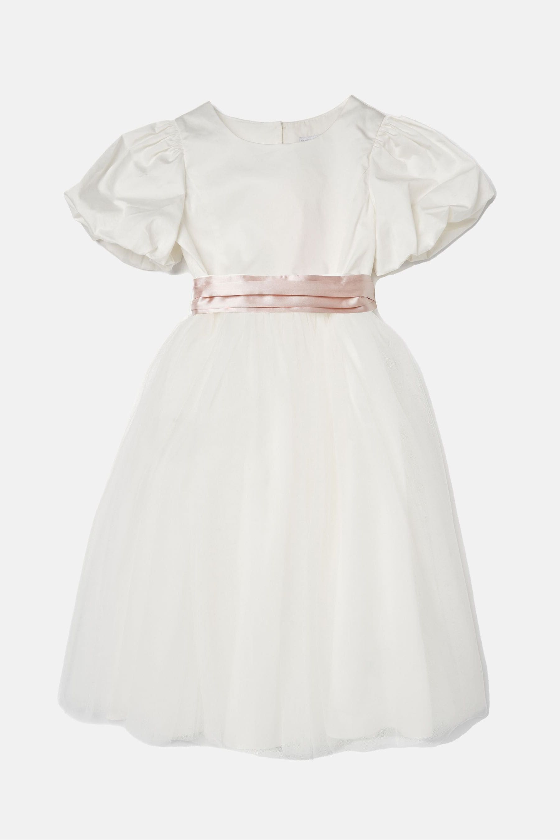 Angel & Rocket White/Pink Celine Taffeta Tulle Bow Dress