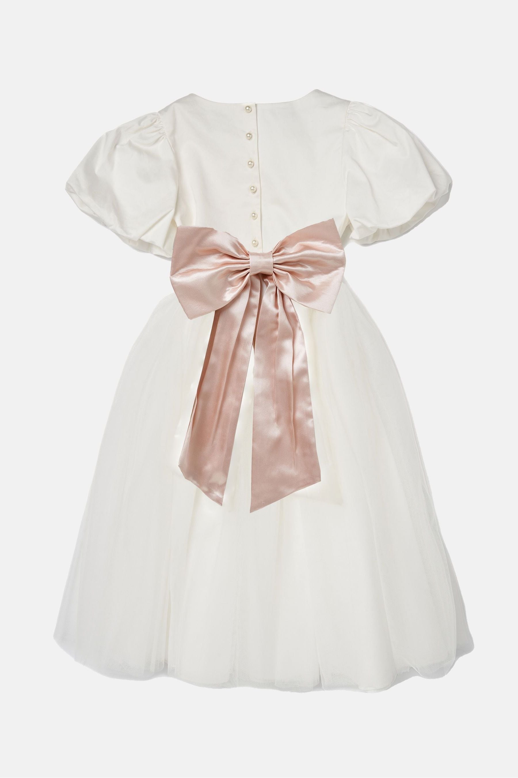 Angel & Rocket White/Pink Celine Taffeta Tulle Bow Dress