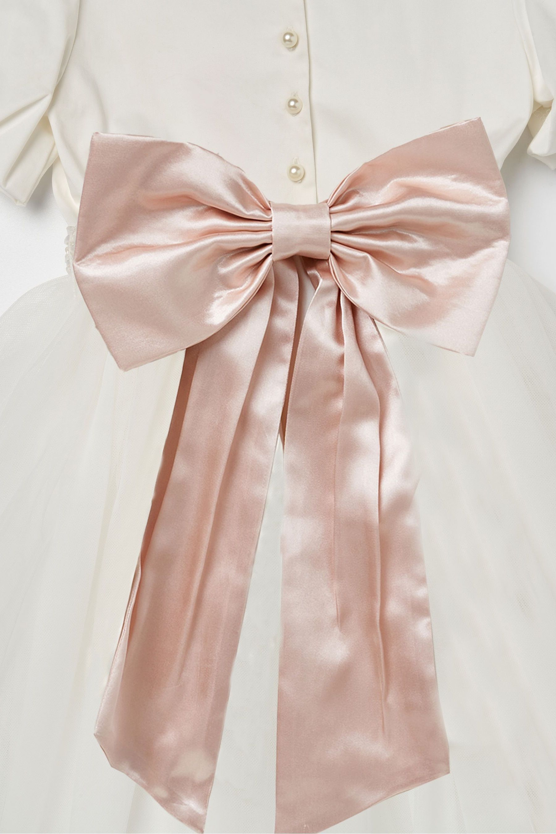 Angel & Rocket White/Pink Celine Taffeta Tulle Bow Dress