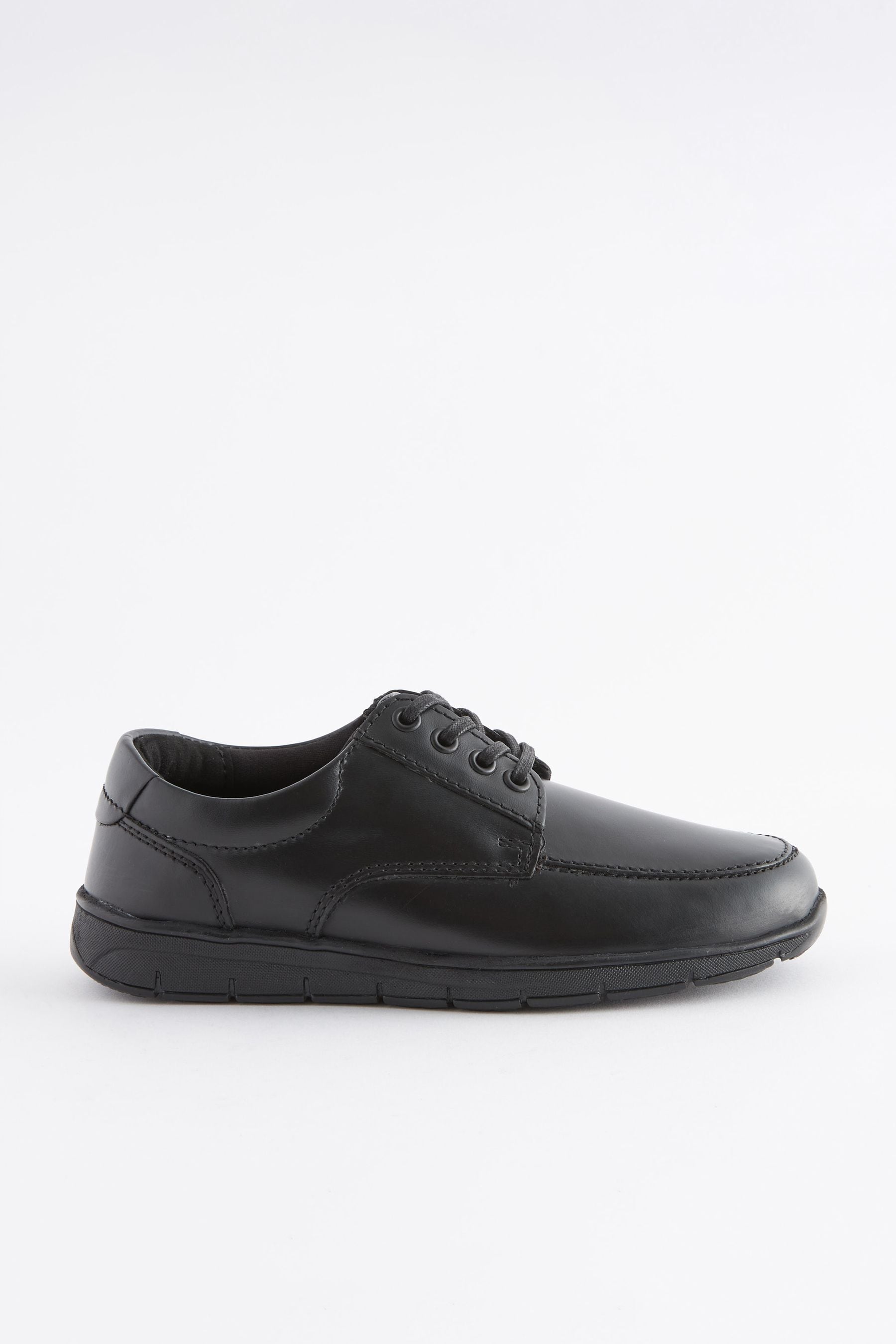 Black Standard Fit (F) School Leather Lace-Up Shoes