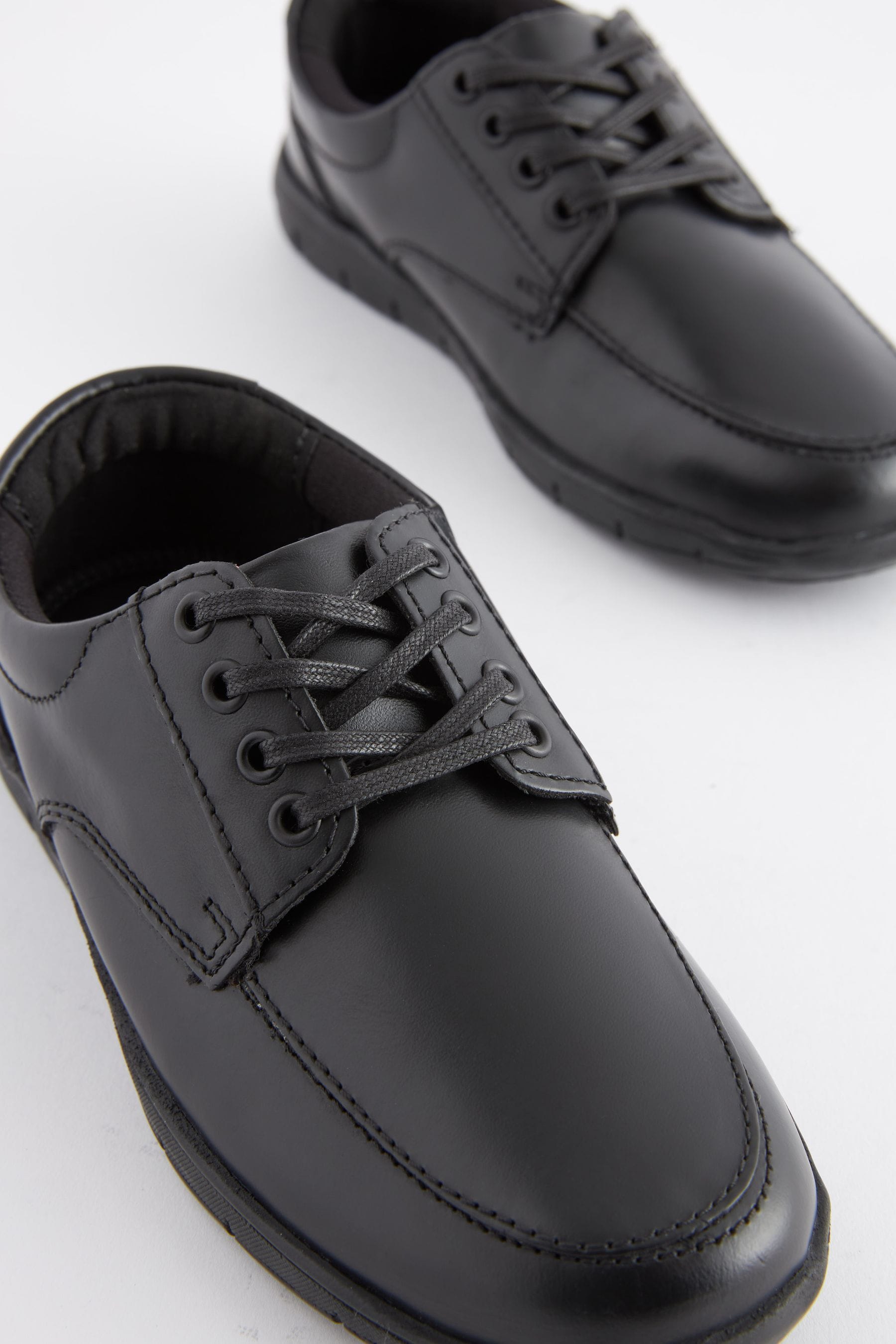 Black Standard Fit (F) School Leather Lace-Up Shoes