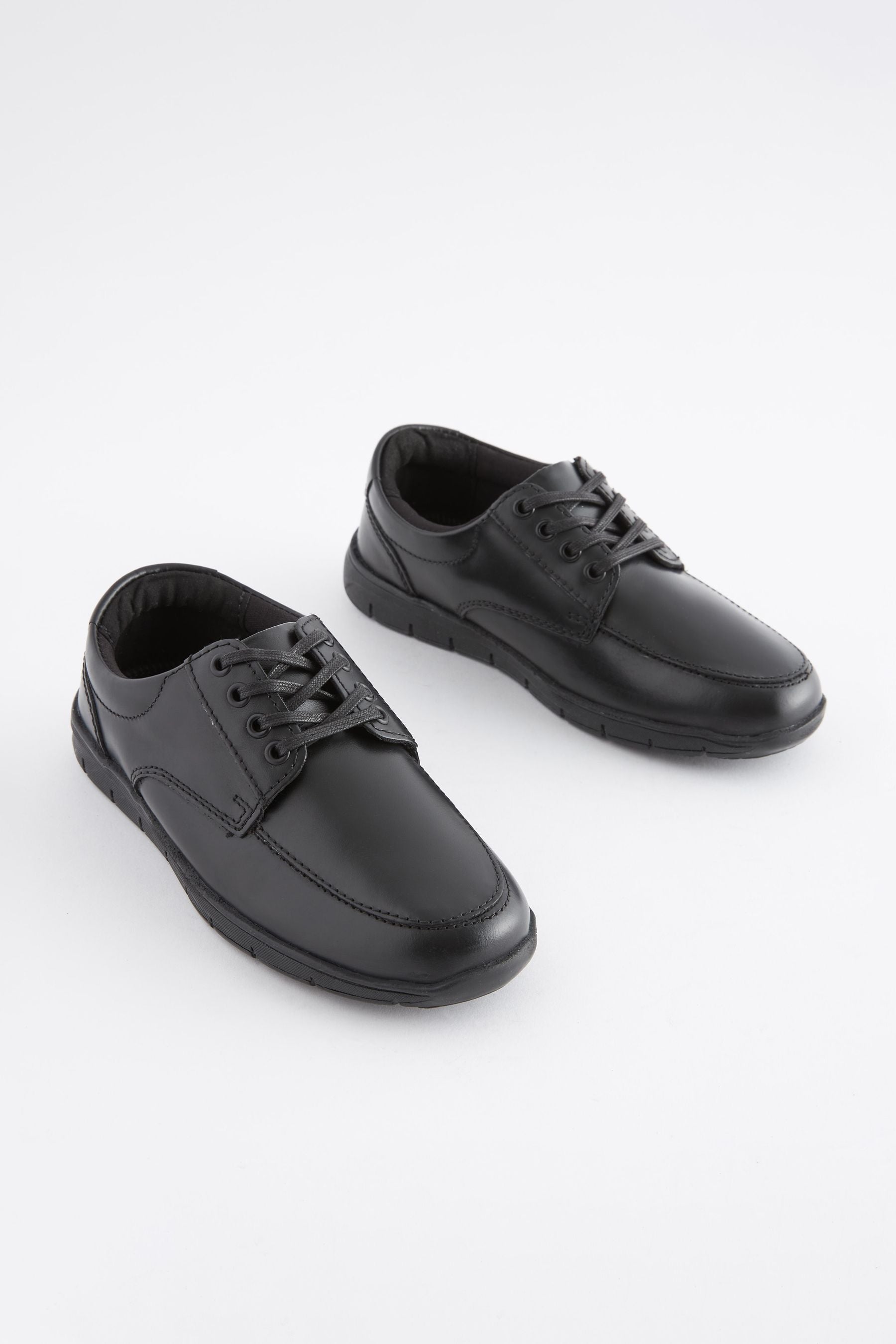 Black Standard Fit (F) School Leather Lace-Up Shoes