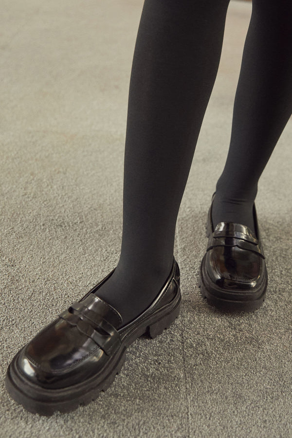 Black Chunky School Loafers