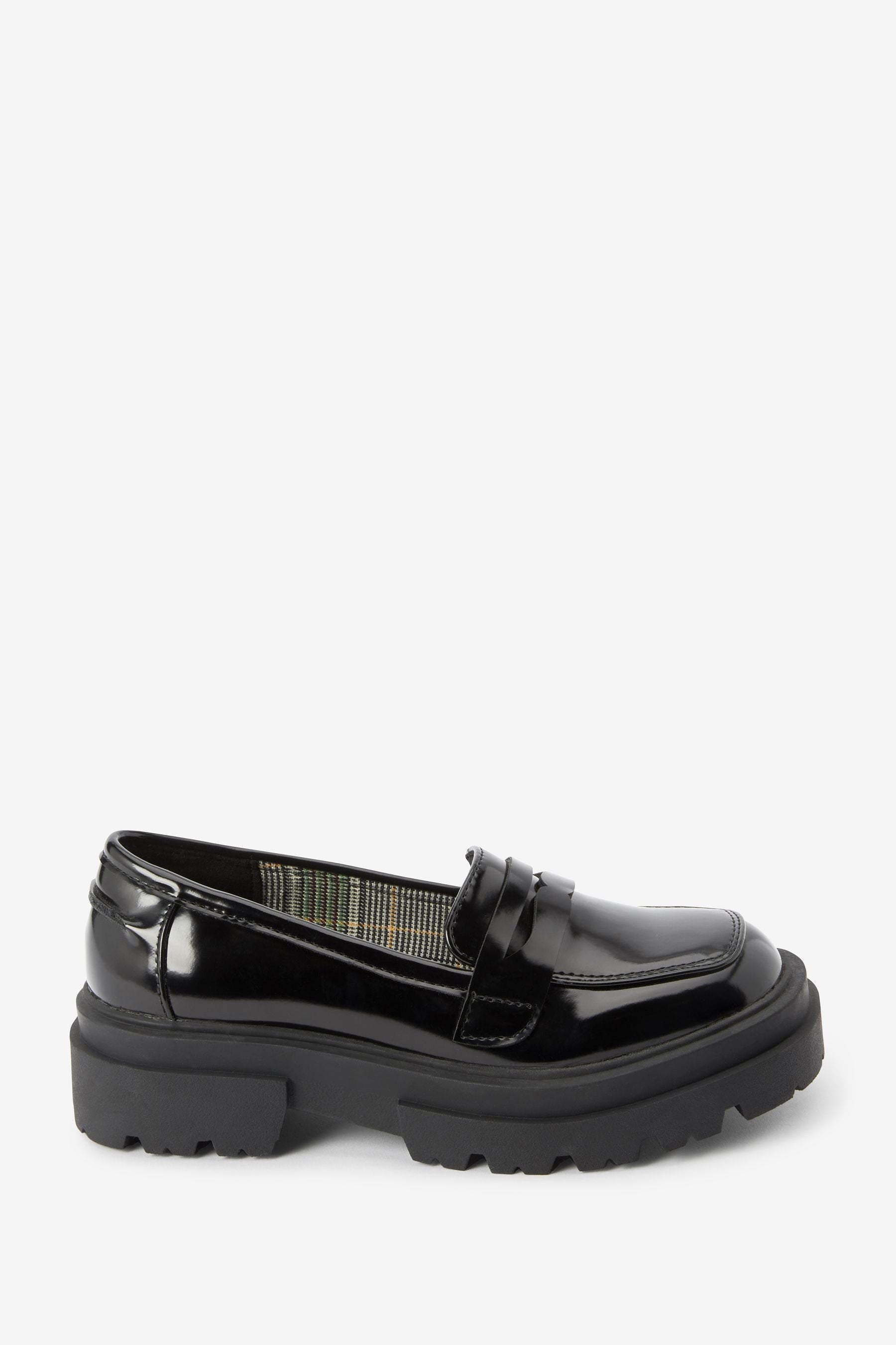 Black Chunky School Loafers