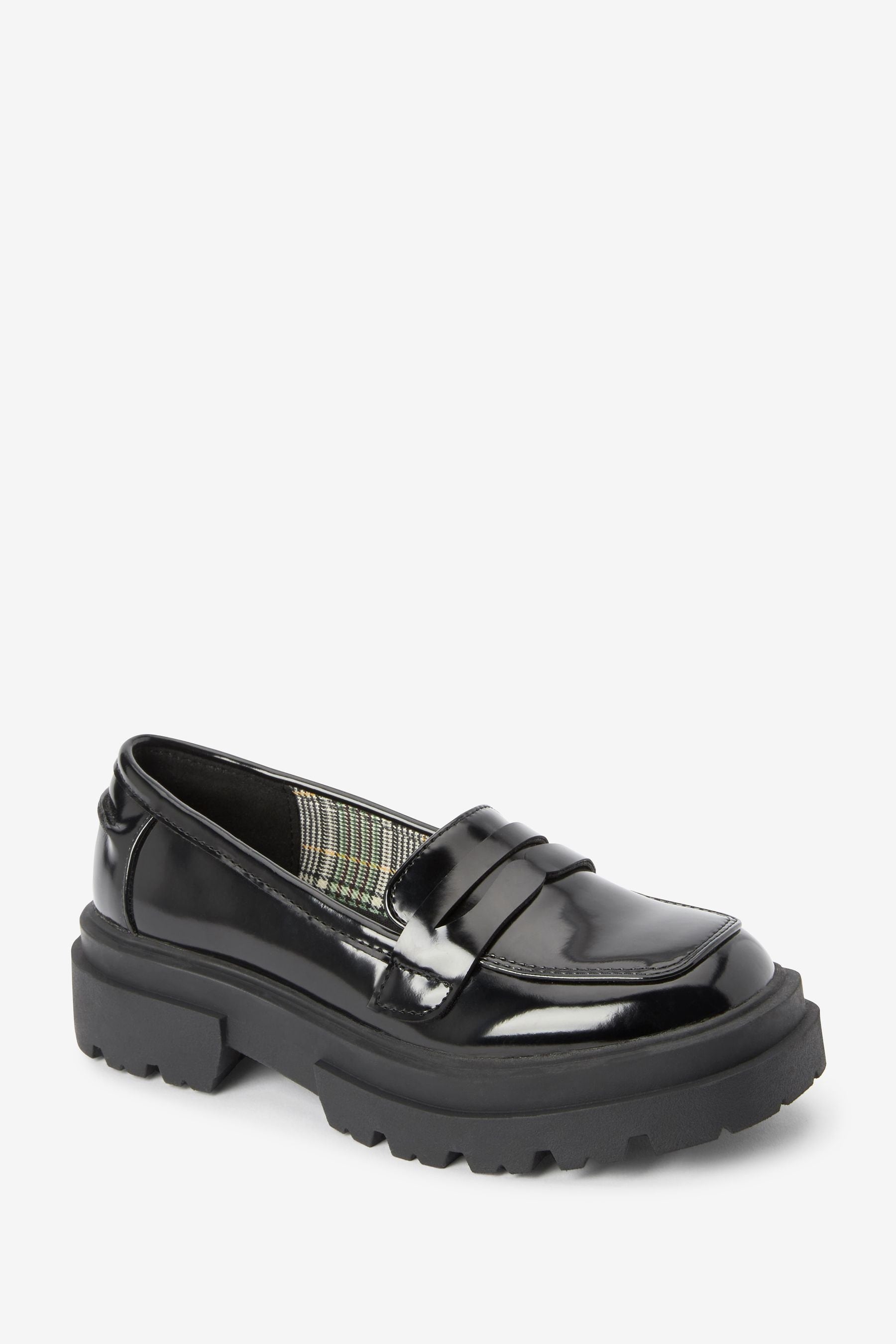 Black Chunky School Loafers