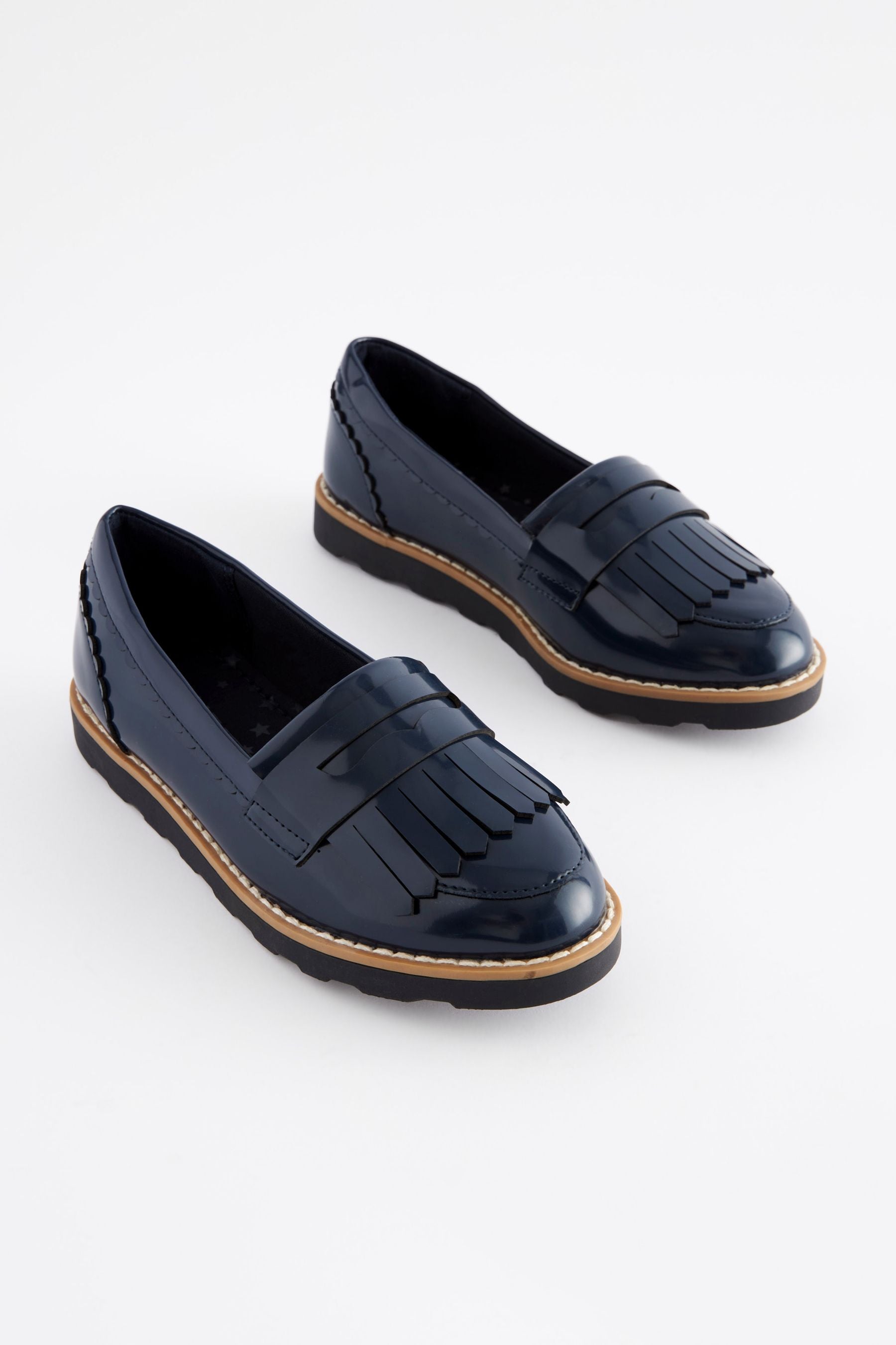 Navy Blue Standard Fit (F) School Tassel Loafers