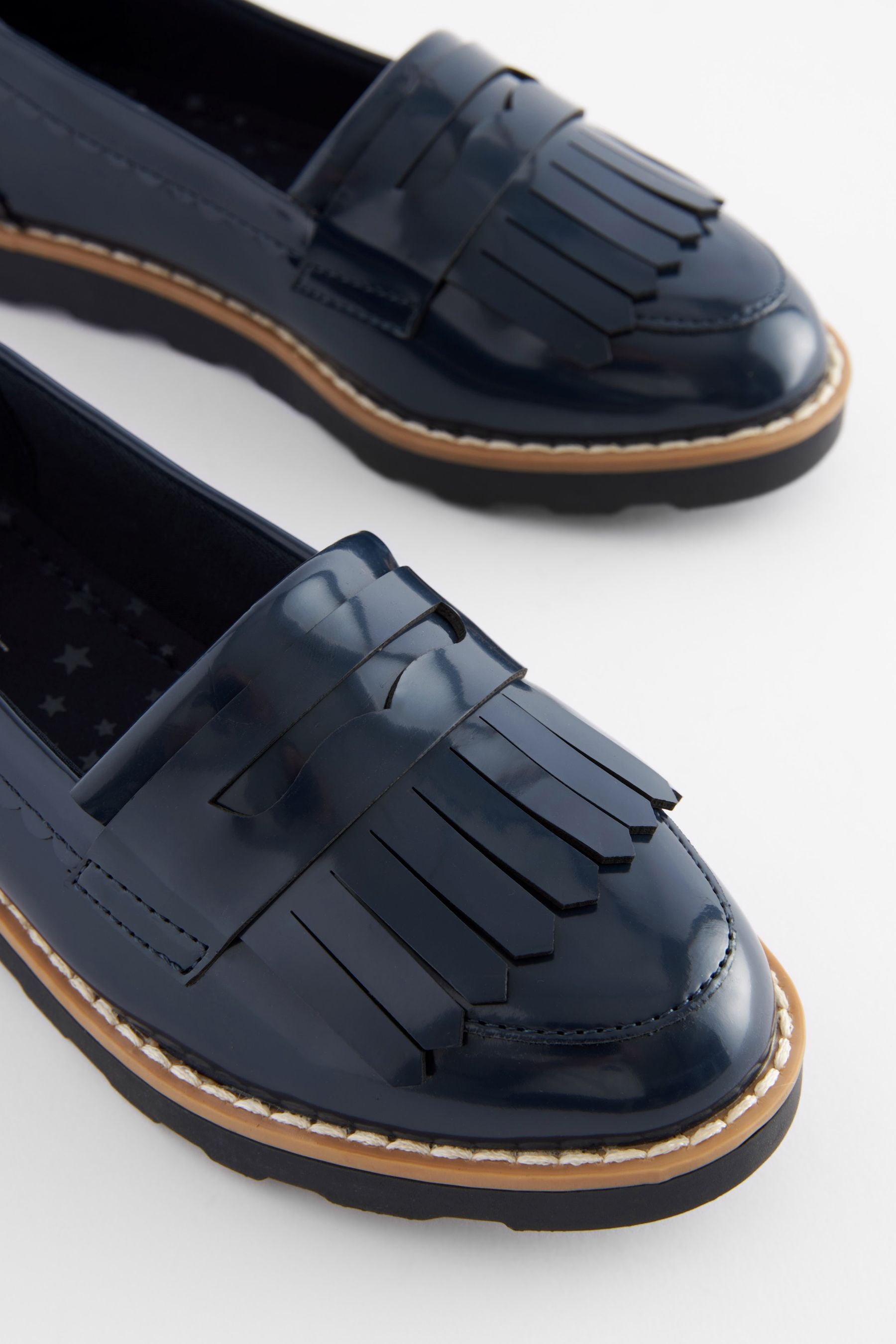 Navy Blue Standard Fit (F) School Tassel Loafers