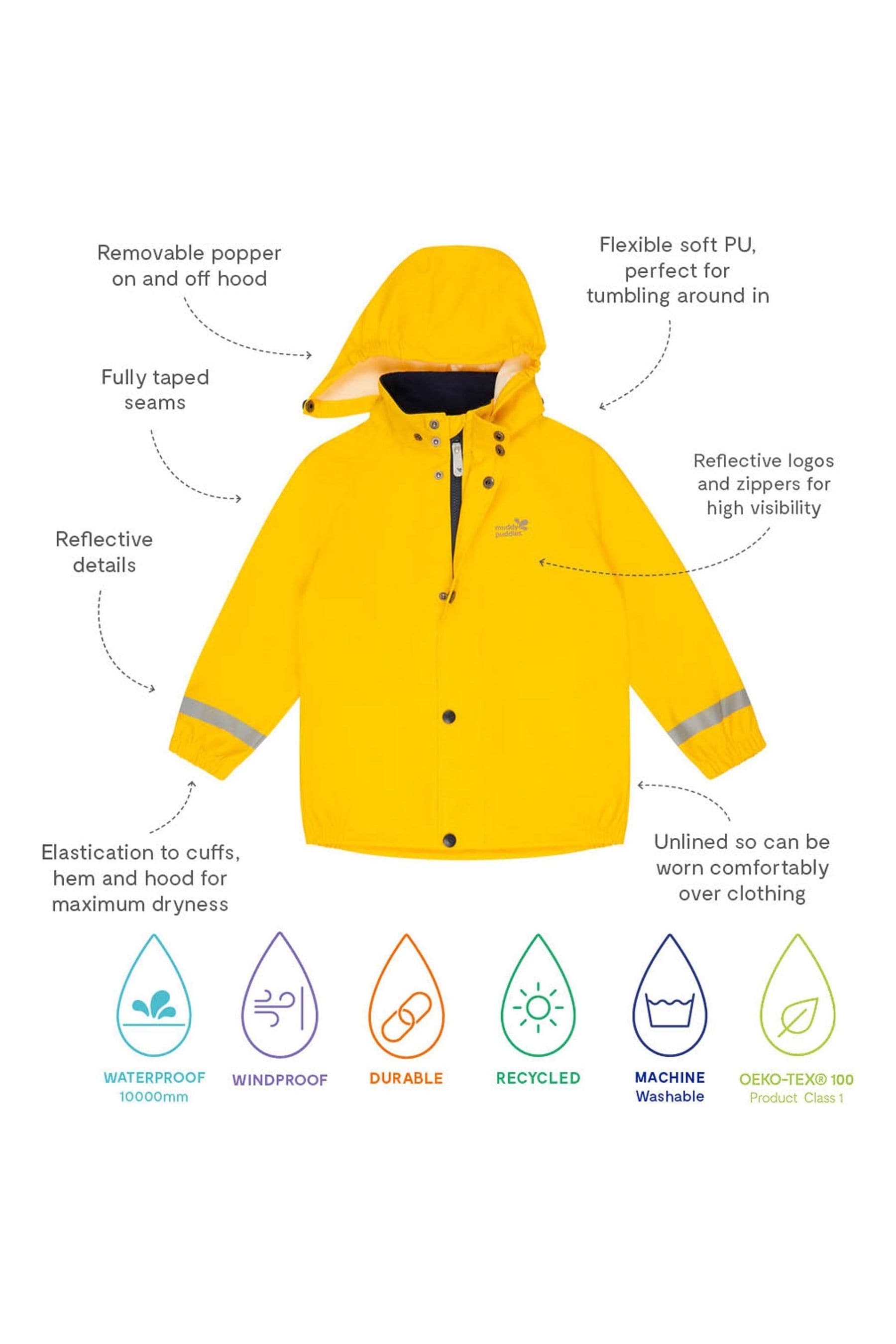 Muddy Puddles Yellow Recycled Rainy Day Waterproof Jacket