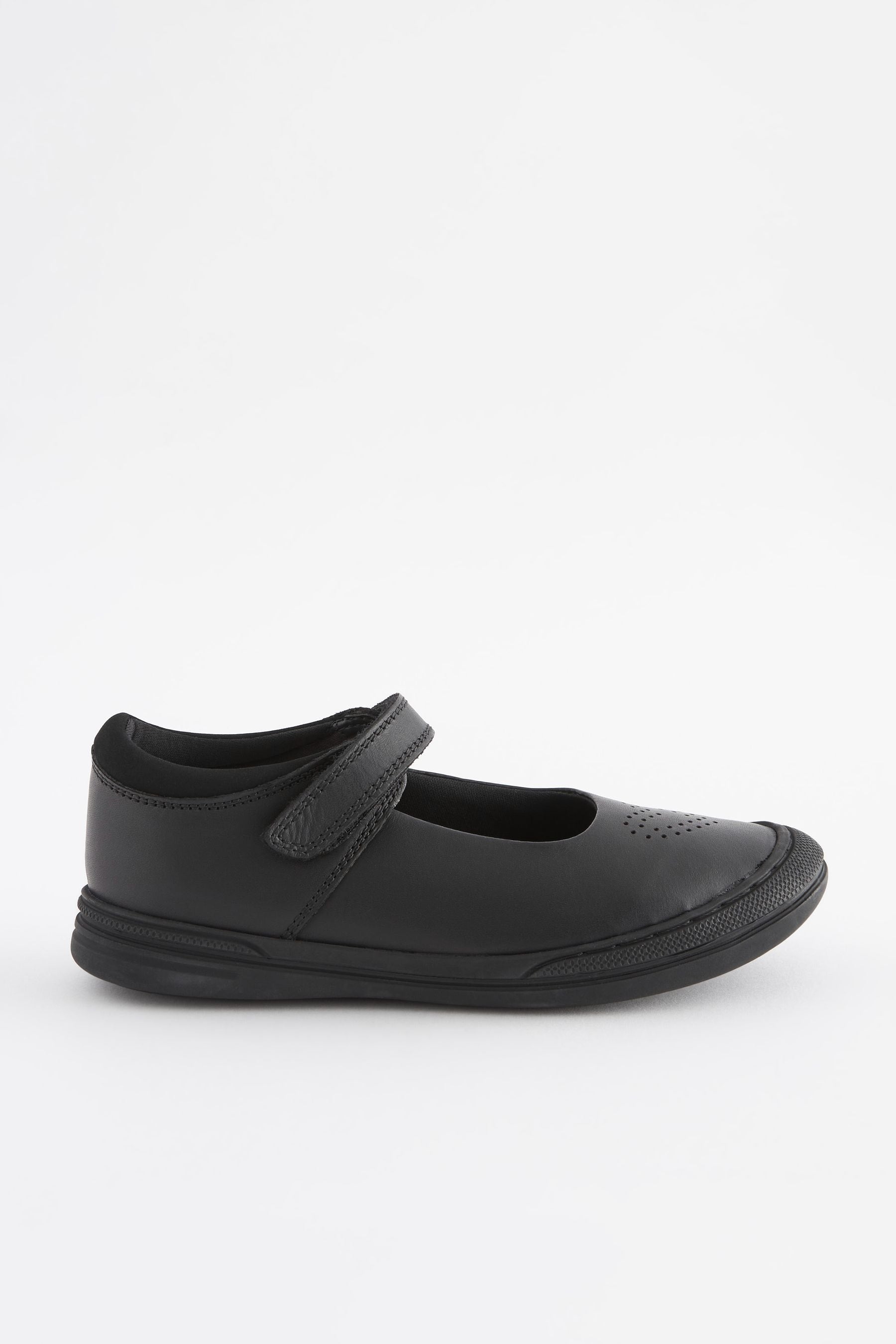 Black Heart Detail Wide Fit (G) Junior Leather School Mary Jane Shoes