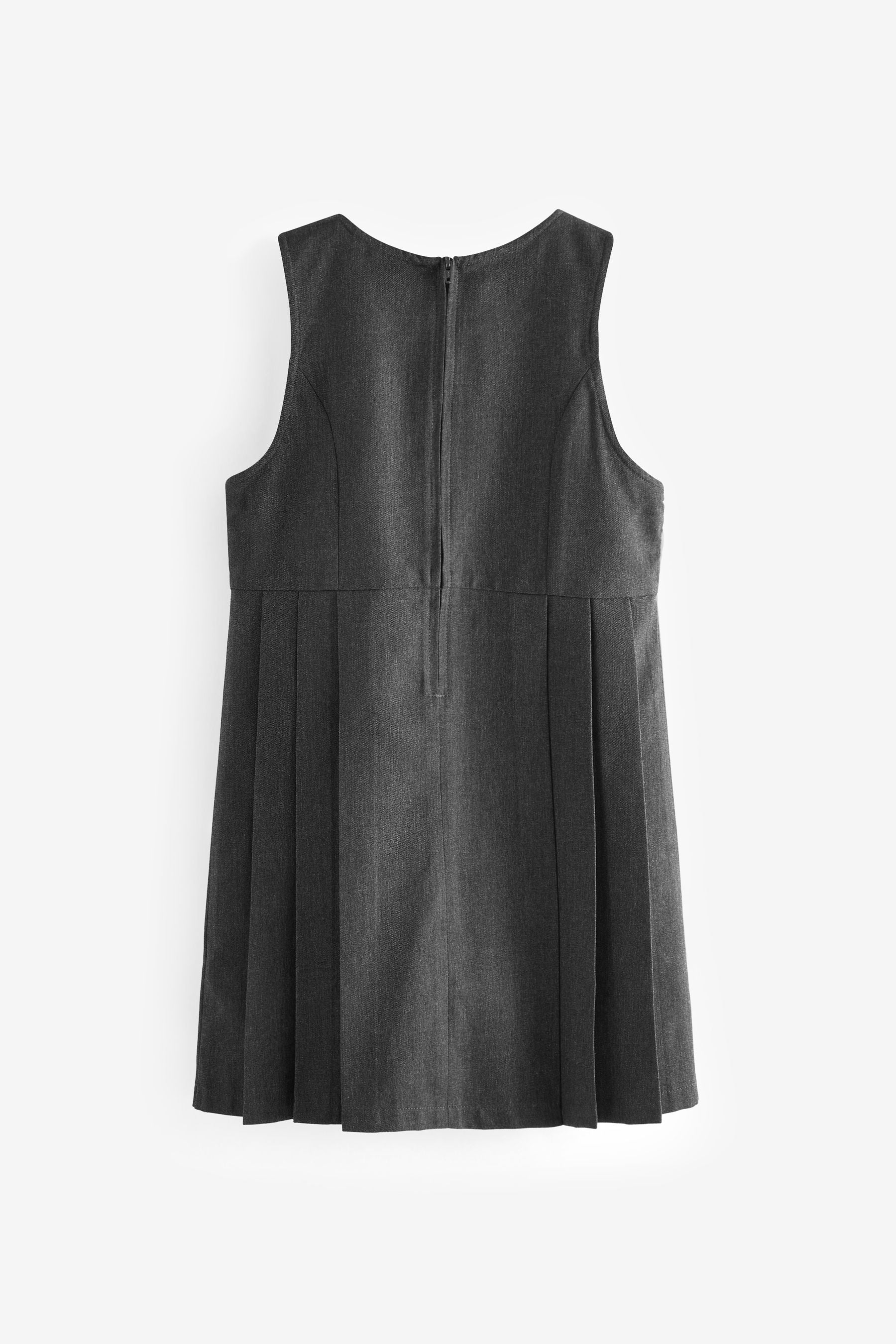 Grey Asymmetric Button Front Pinafore School Dress (3-14yrs)