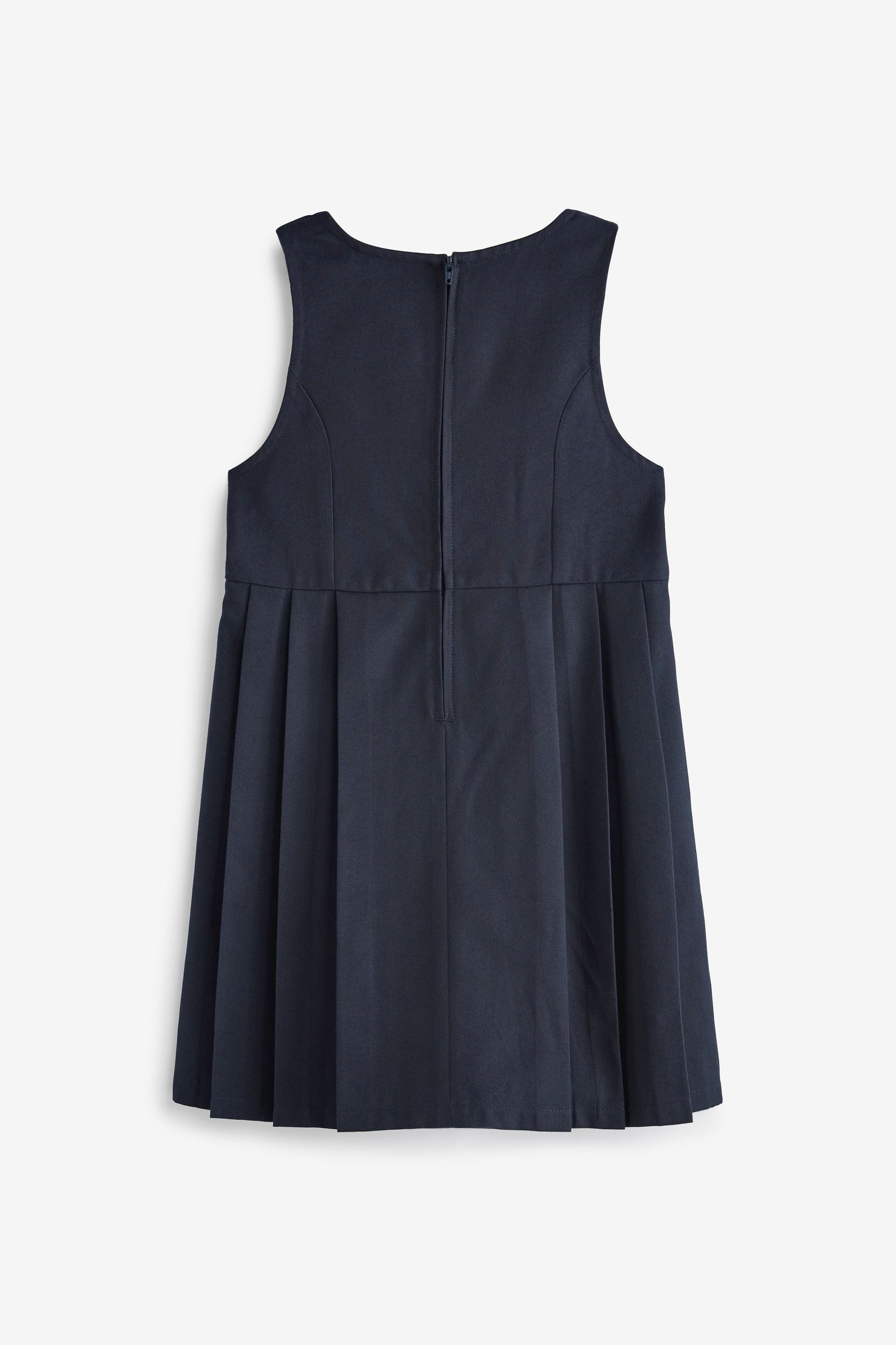 Navy Blue Asymmetric Button Front Pinafore School Dress (3-14yrs)