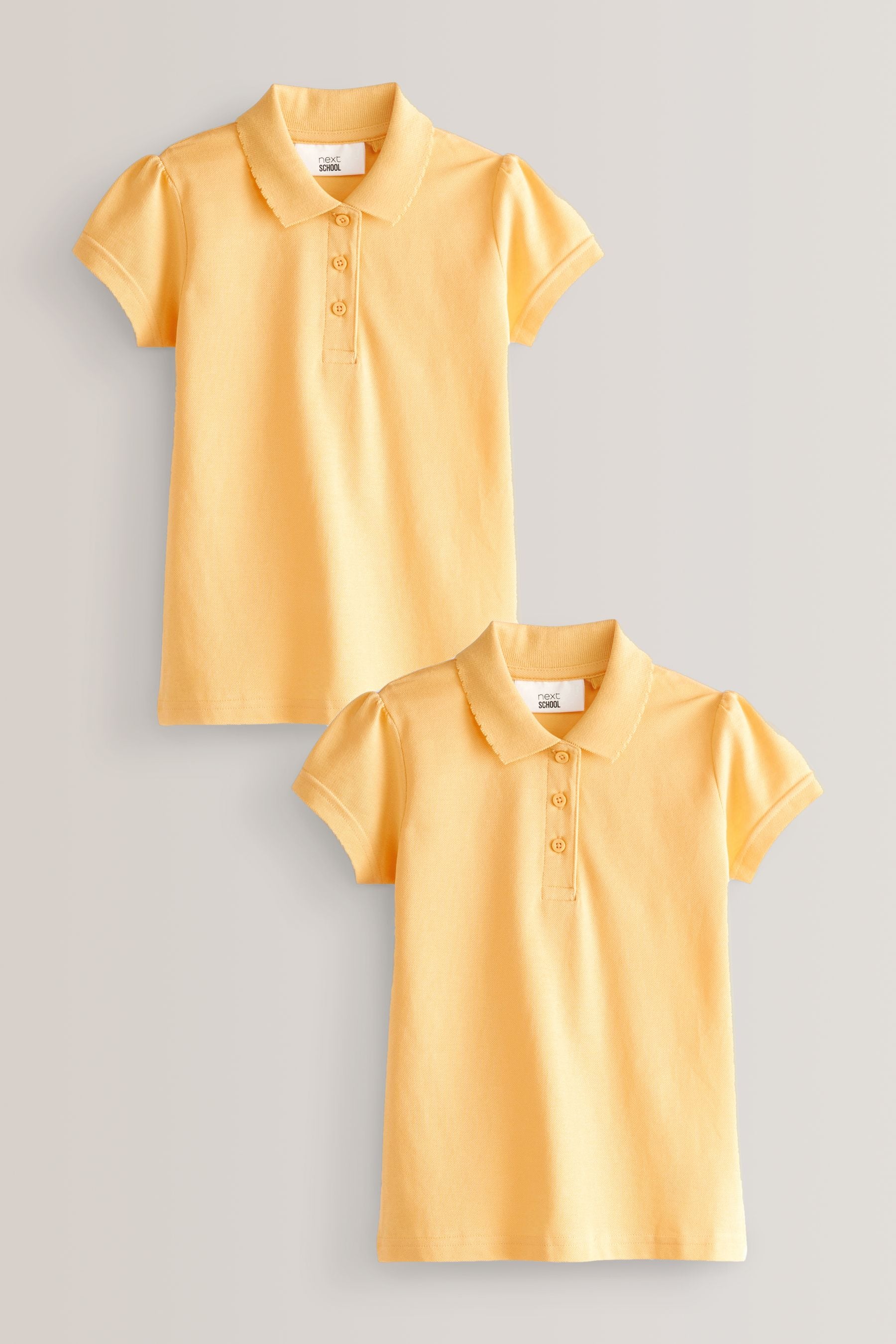 Yellow Regular Fit 100% Cotton Short Sleeve Polo Shirts 2 Pack (3-16yrs)