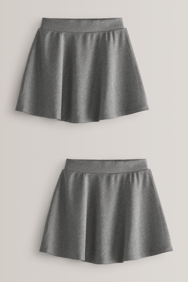 Grey 2 Pack Jersey Stretch Pull-On Waist School Skater Skirts (3-17yrs)