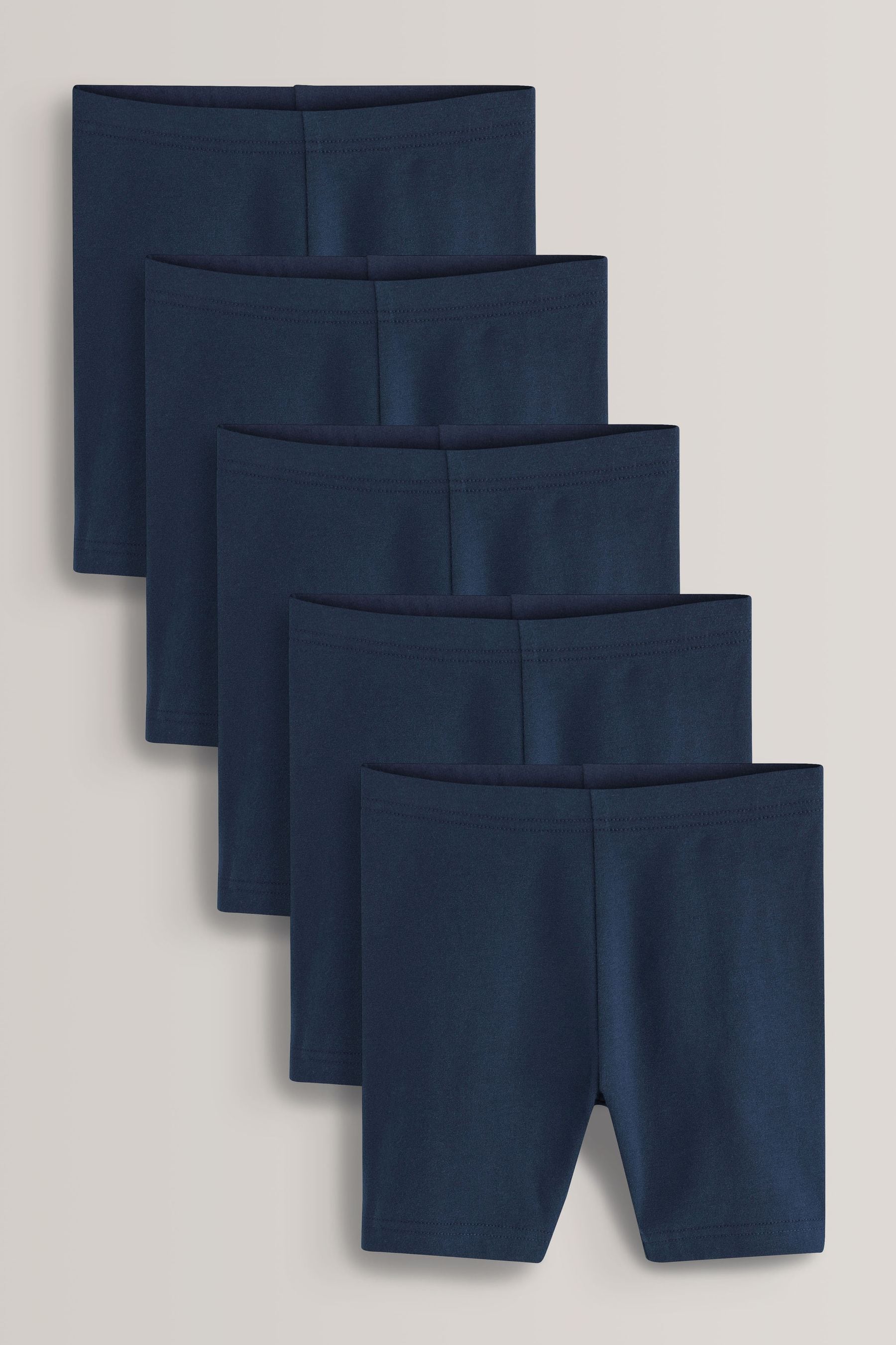 Navy Blue Regular Length 5 Pack Cotton Rich Stretch Cycle Shorts (3-16yrs)