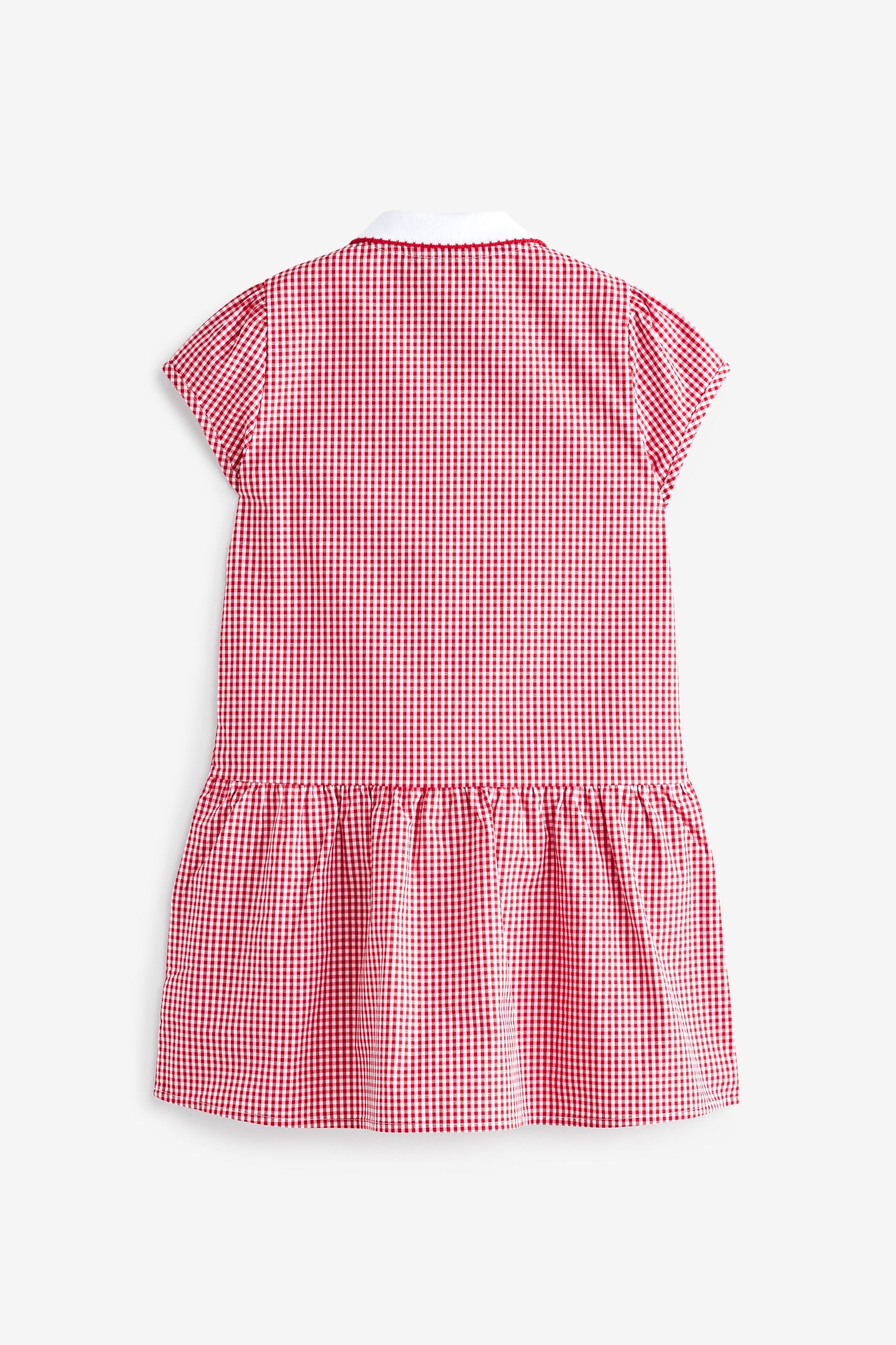 Red Zip Front Cotton Rich Gingham School Dress (3-14yrs)