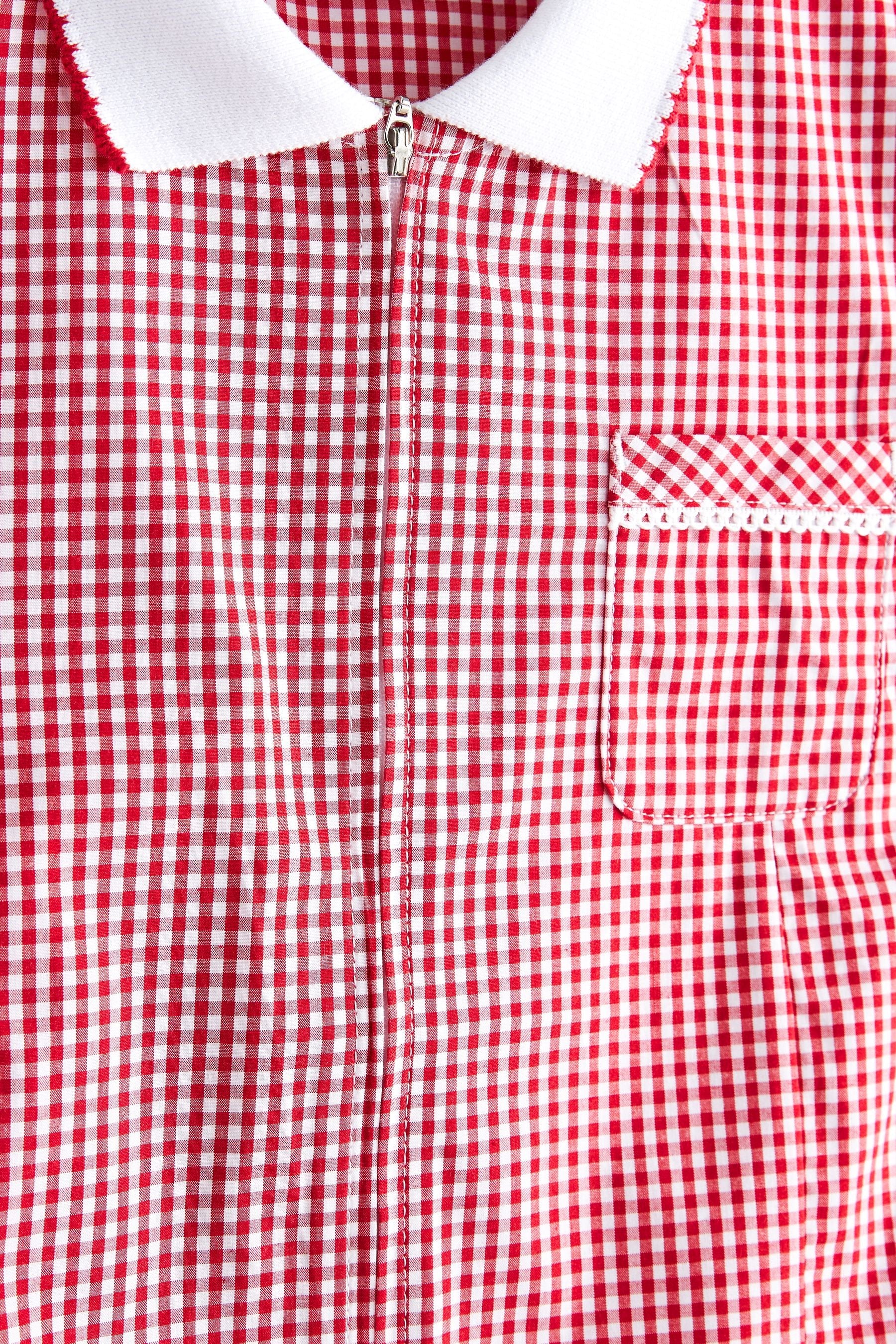 Red Zip Front Cotton Rich Gingham School Dress (3-14yrs)