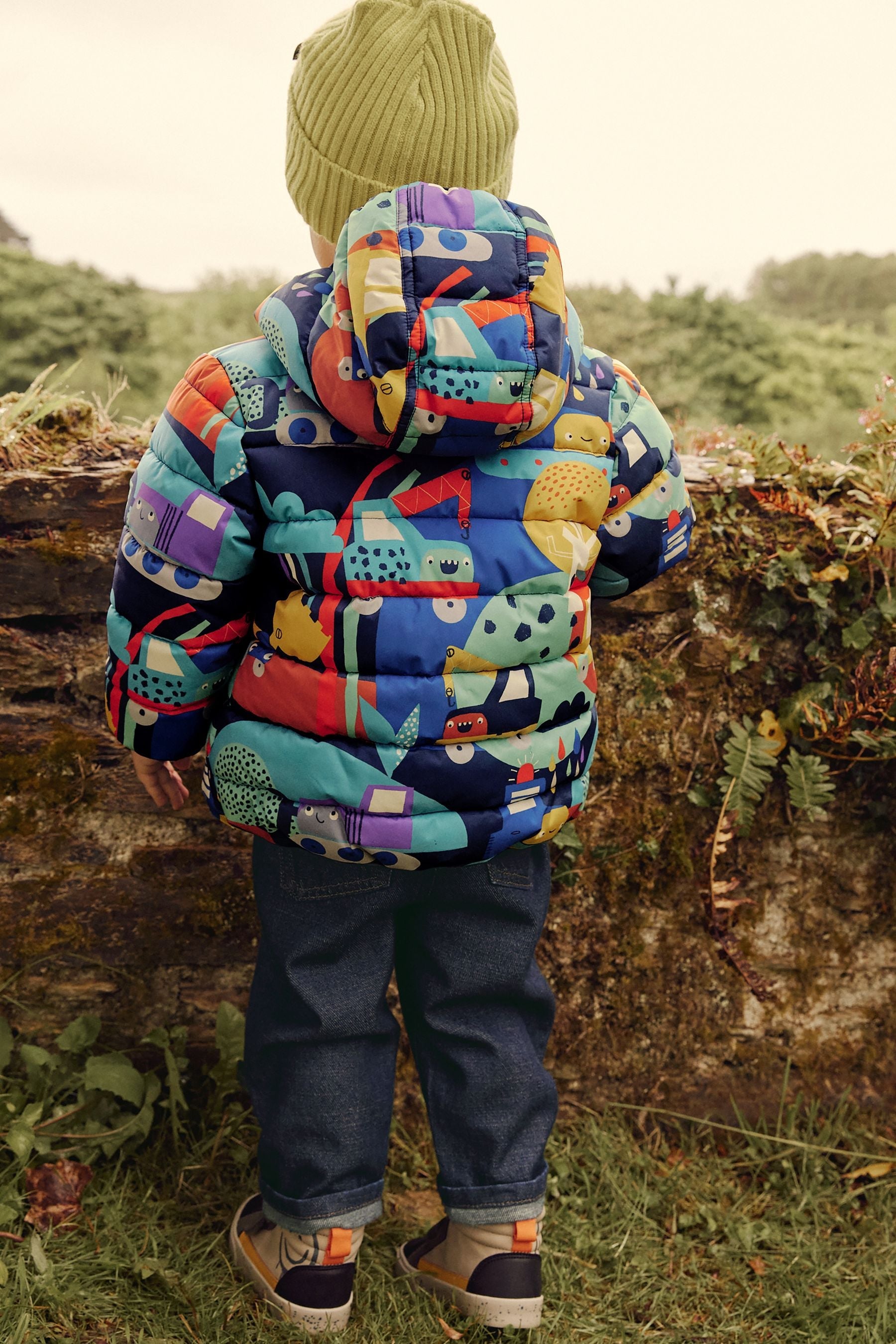 Blue/Orange Printed Padded Coat (3mths-7yrs)-<span style="color: #ff2a00;">Fawry</span>