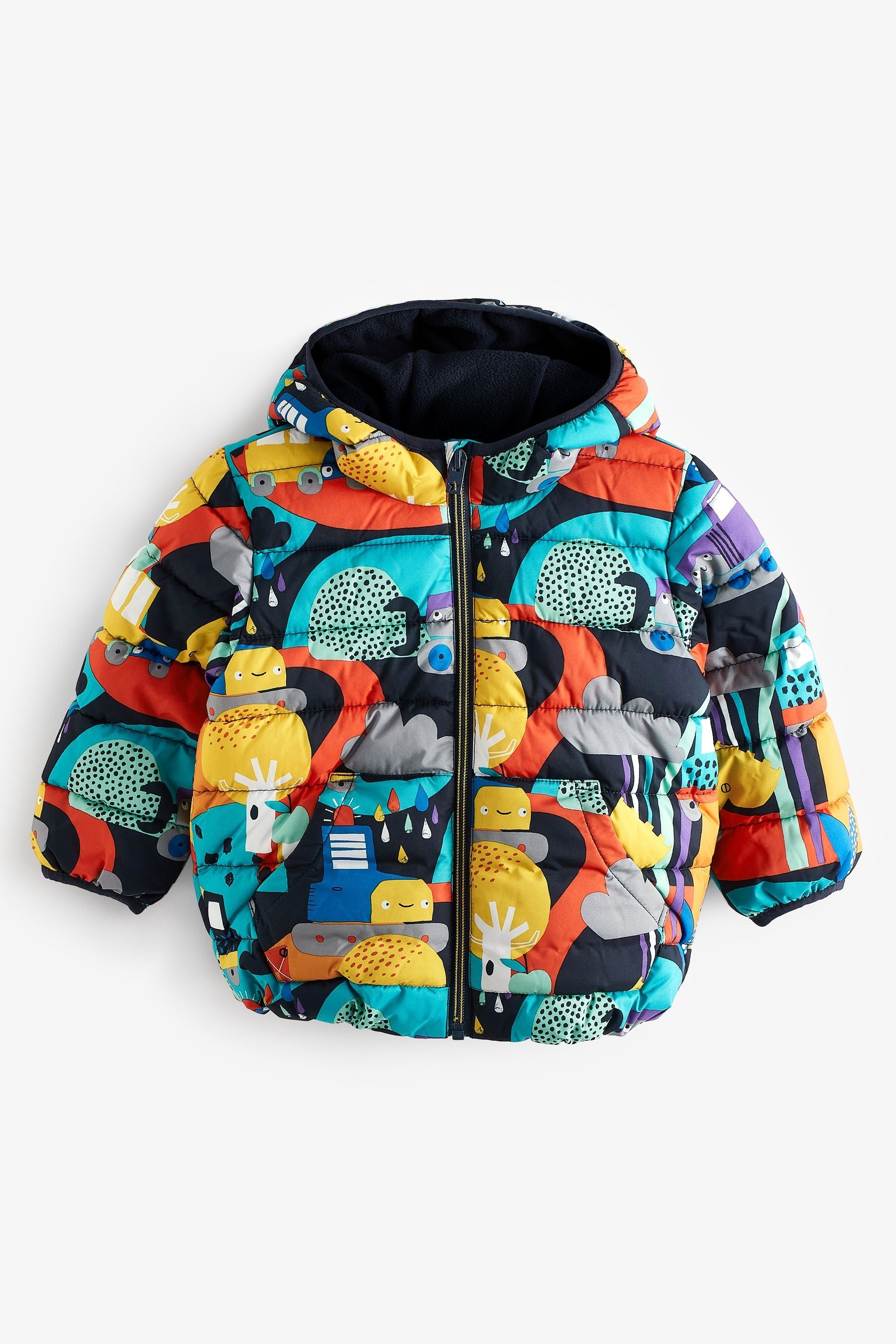 Blue/Orange Printed Padded Coat (3mths-7yrs)-<span style="color: #ff2a00;">Fawry</span>