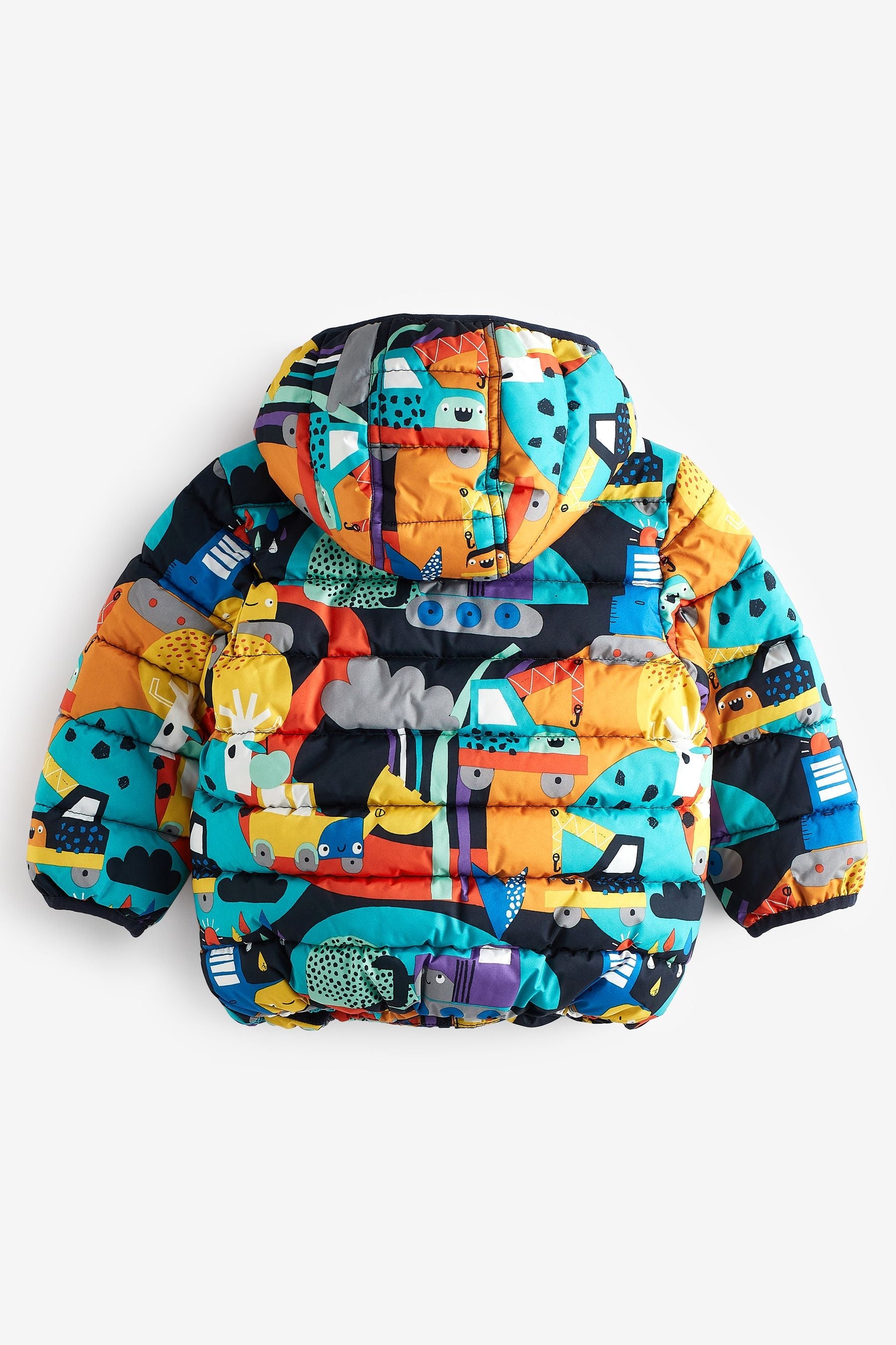 Blue/Orange Printed Padded Coat (3mths-7yrs)-<span style="color: #ff2a00;">Fawry</span>