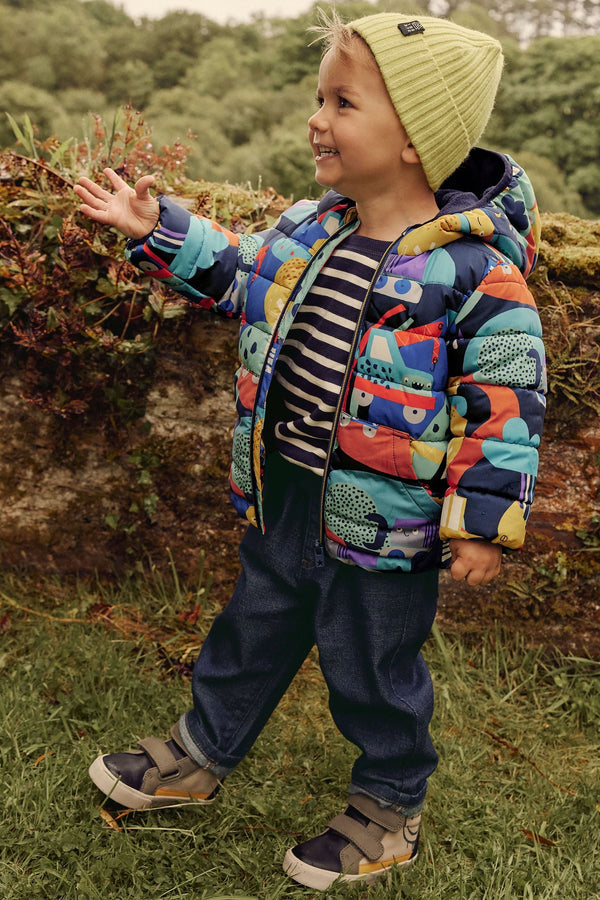 Blue/Orange Printed Padded Coat (3mths-7yrs)-<span style="color: #ff2a00;">Fawry</span>