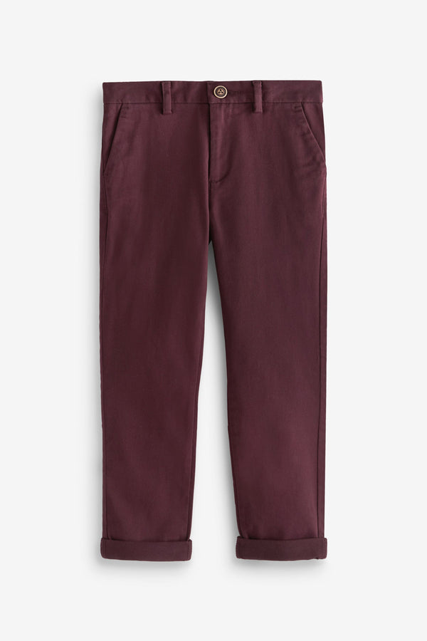 Burgundy Red Stretch Chino Trousers (3-16yrs)