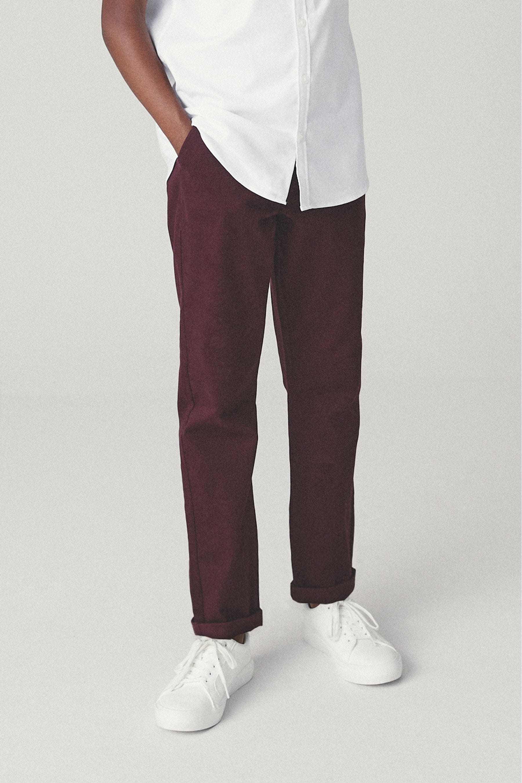 Burgundy Red Regular Fit Stretch Chino Trousers (3-17yrs)