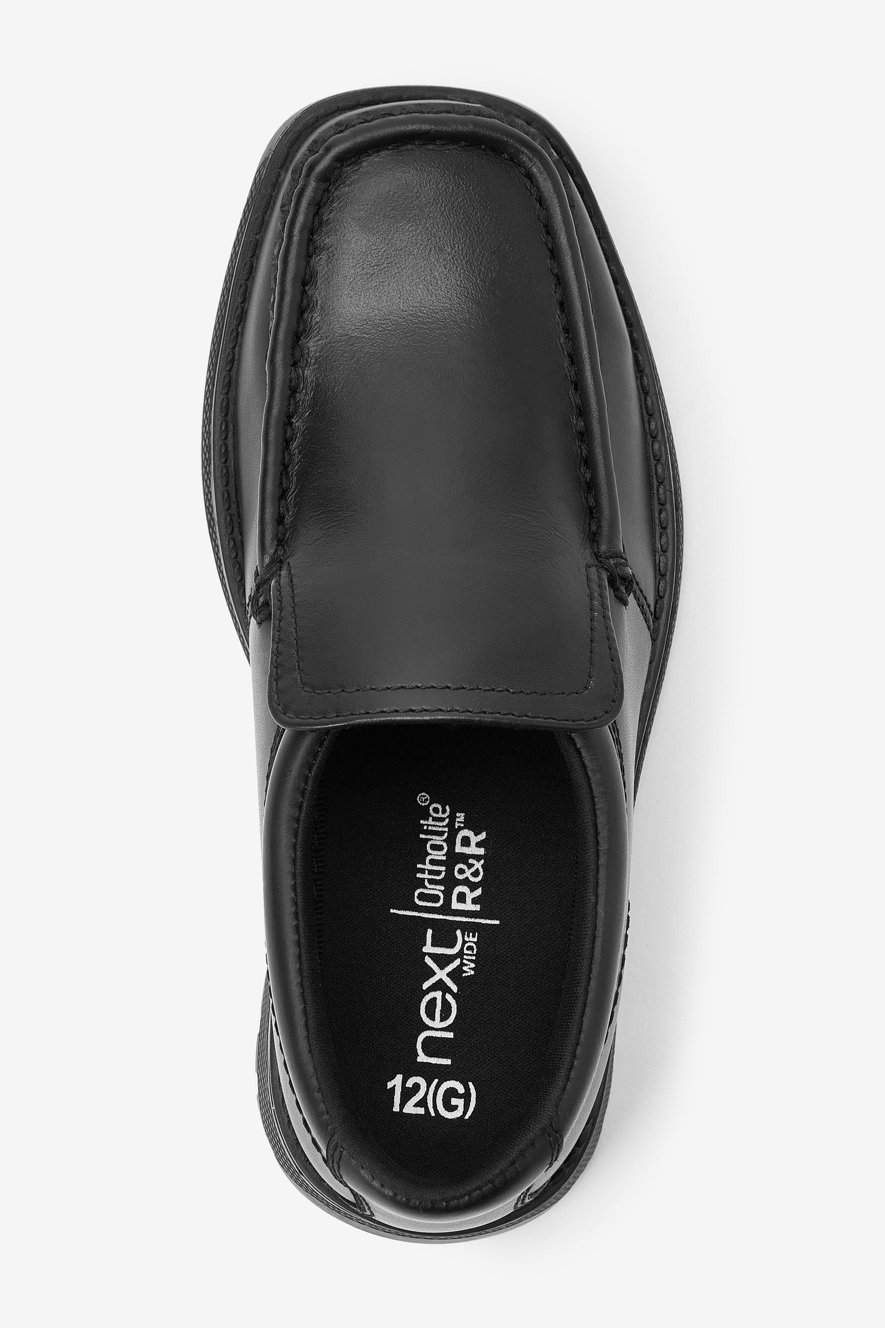 Black Wide Fit (G) School Leather Loafer Shoes