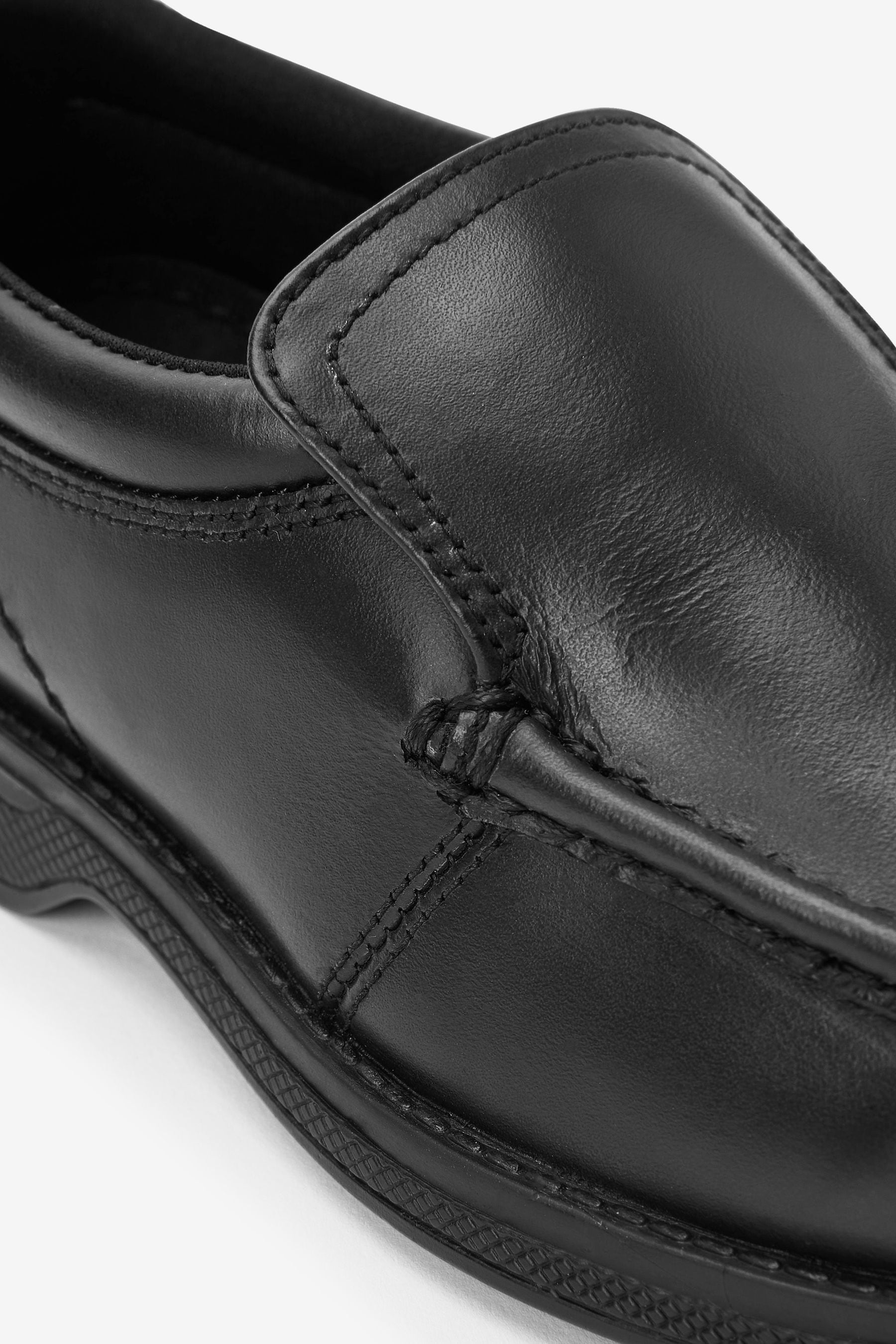 Black Wide Fit (G) School Leather Loafer Shoes