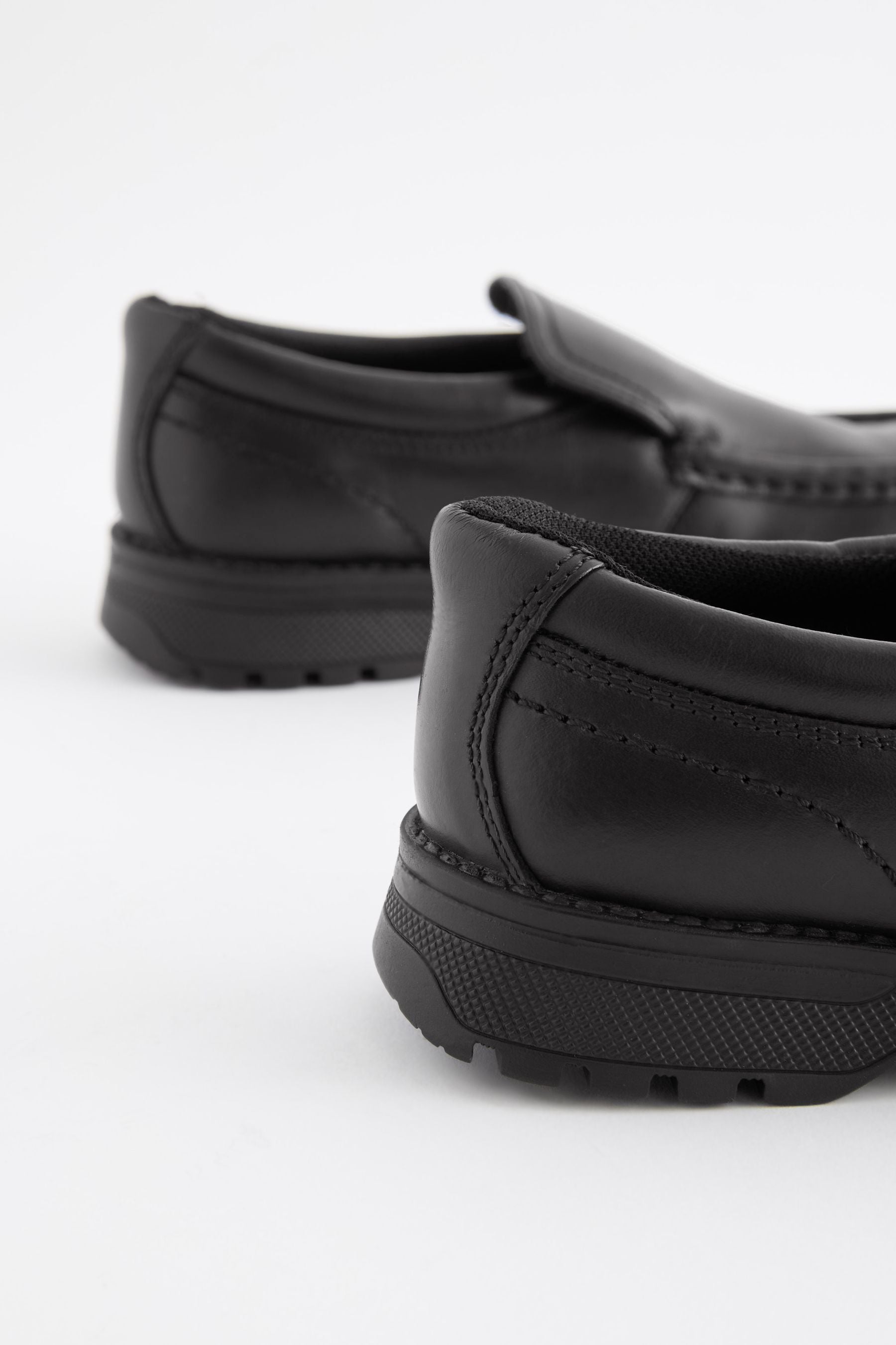 Black Wide Fit (G) School Leather Loafer Shoes