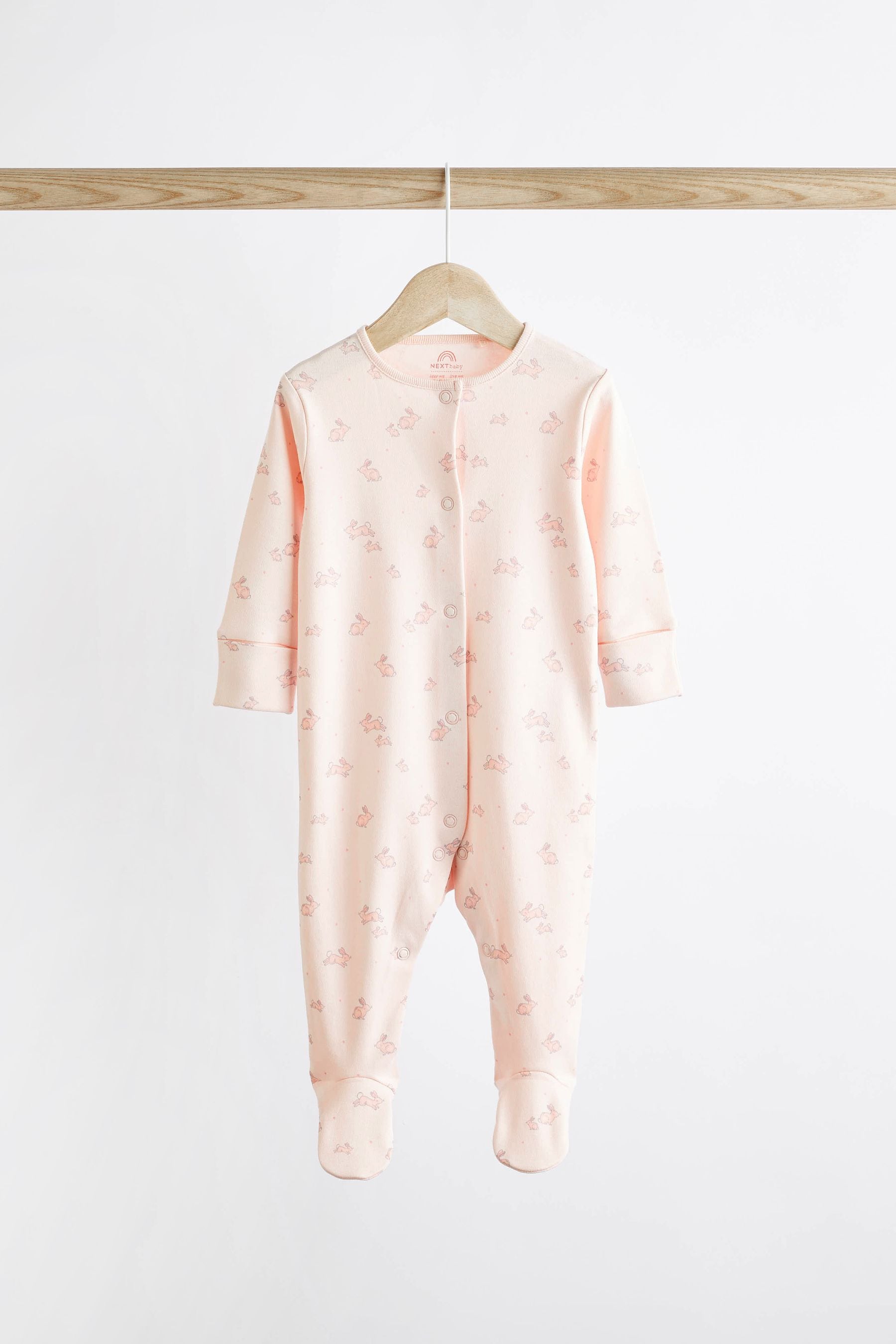 Pale Pink Floral 7 Pack Baby Sleepsuits (0-2yrs)