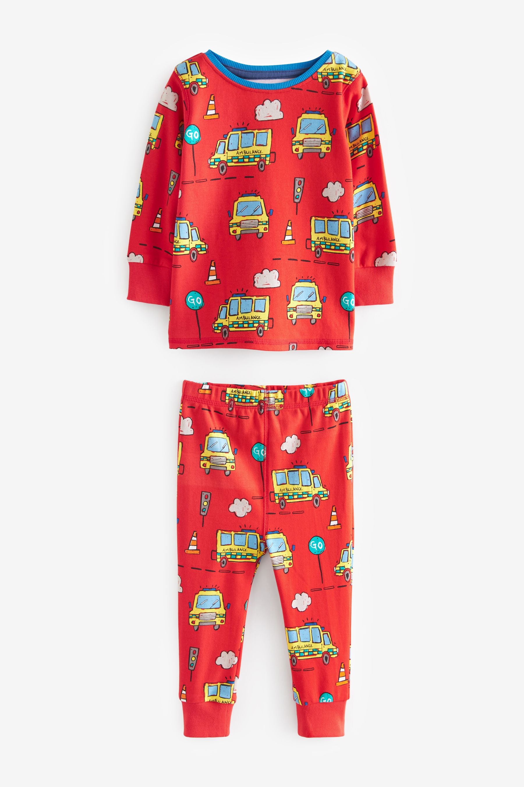 Red/Blue Emergency Transport Snuggle Pyjamas 3 Pack (9mths-10yrs)