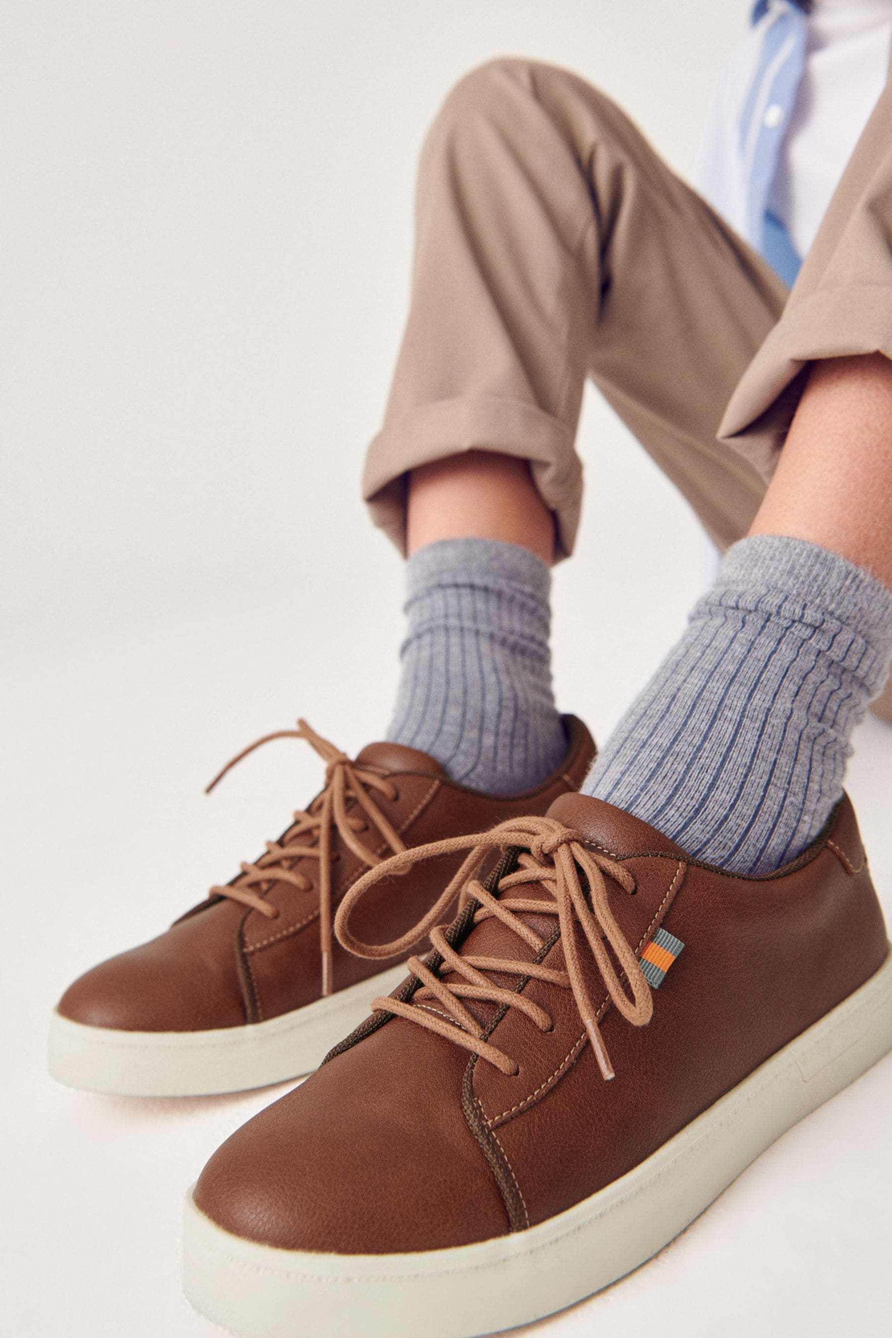 Tan Brown Smart Lace-Up Shoes