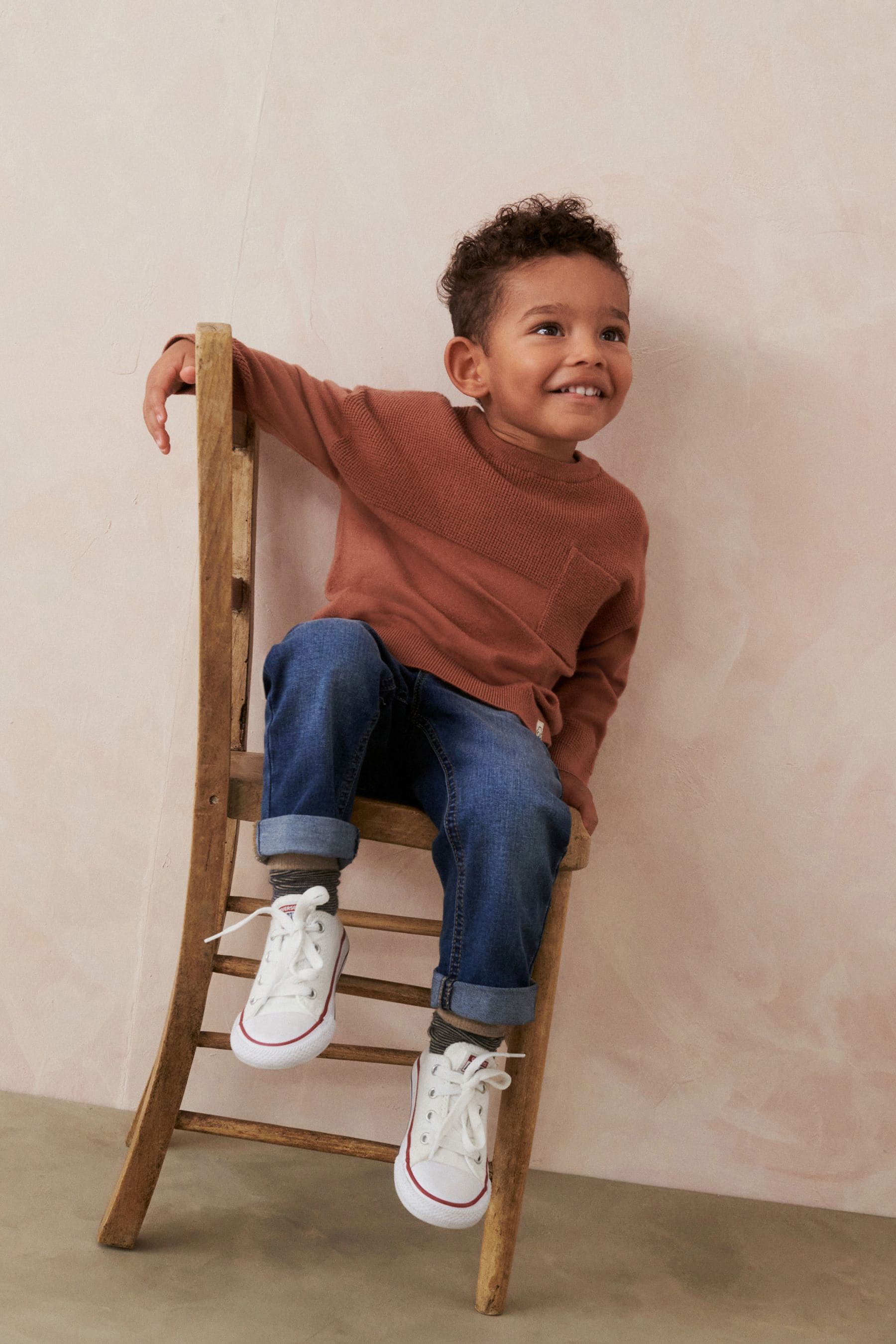 Mocha Brown Waffle Stitch Crew Jumper (3mths-7yrs)