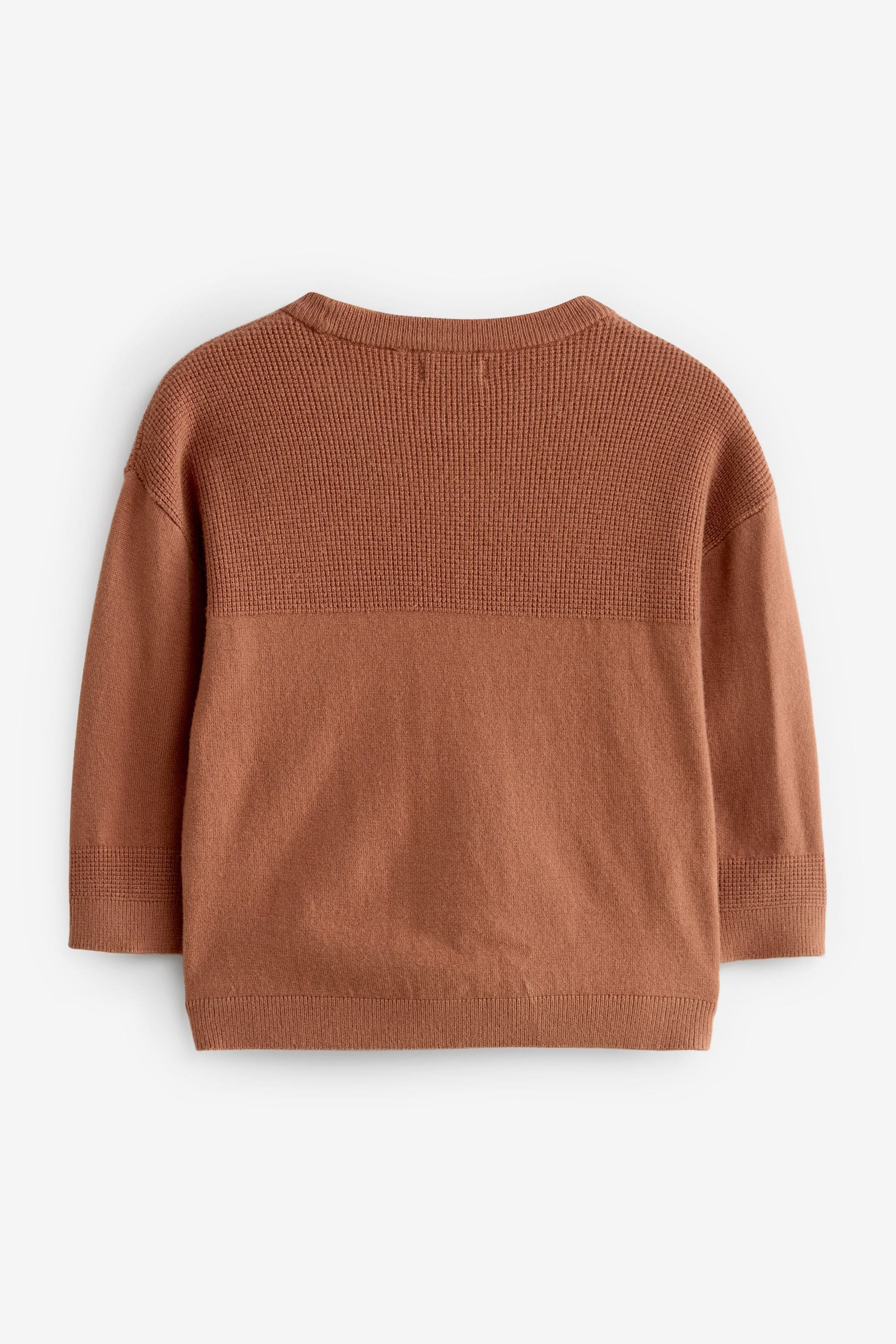 Mocha Brown Waffle Stitch Crew Jumper (3mths-7yrs)