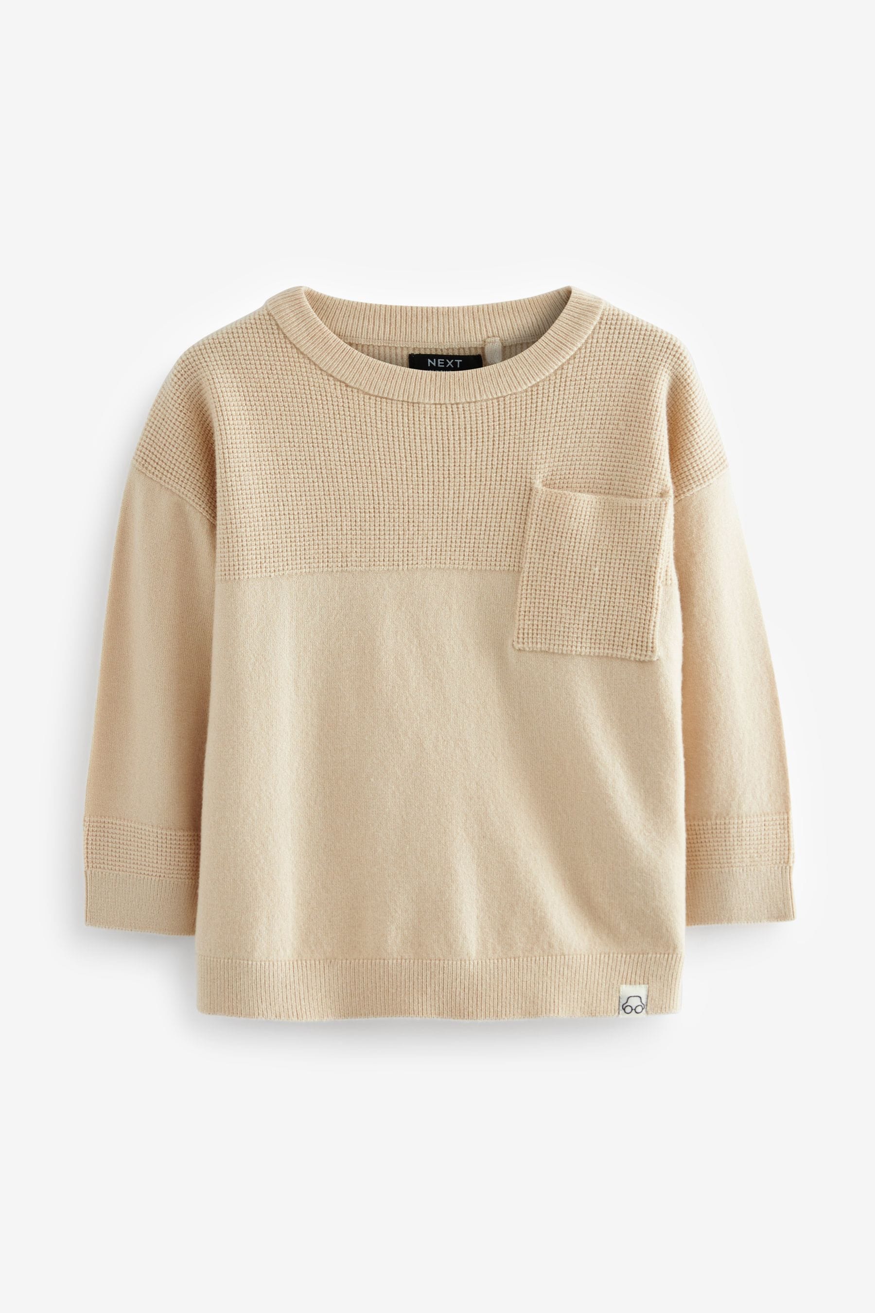 Neutral Waffle Stitch Crew Jumper (3mths-7yrs)