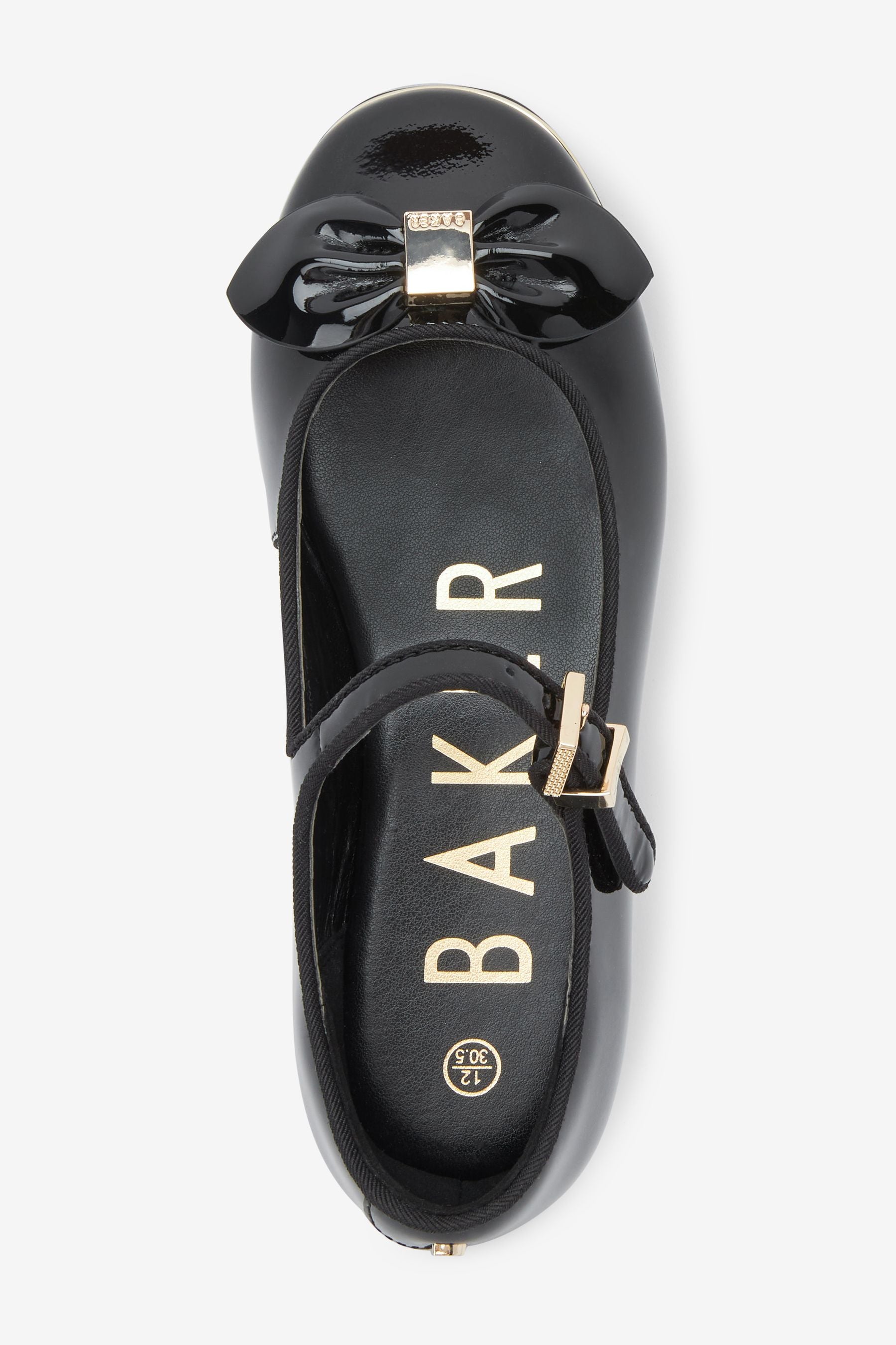 Baker by Ted Baker Black Pat Bow MJ Shoes