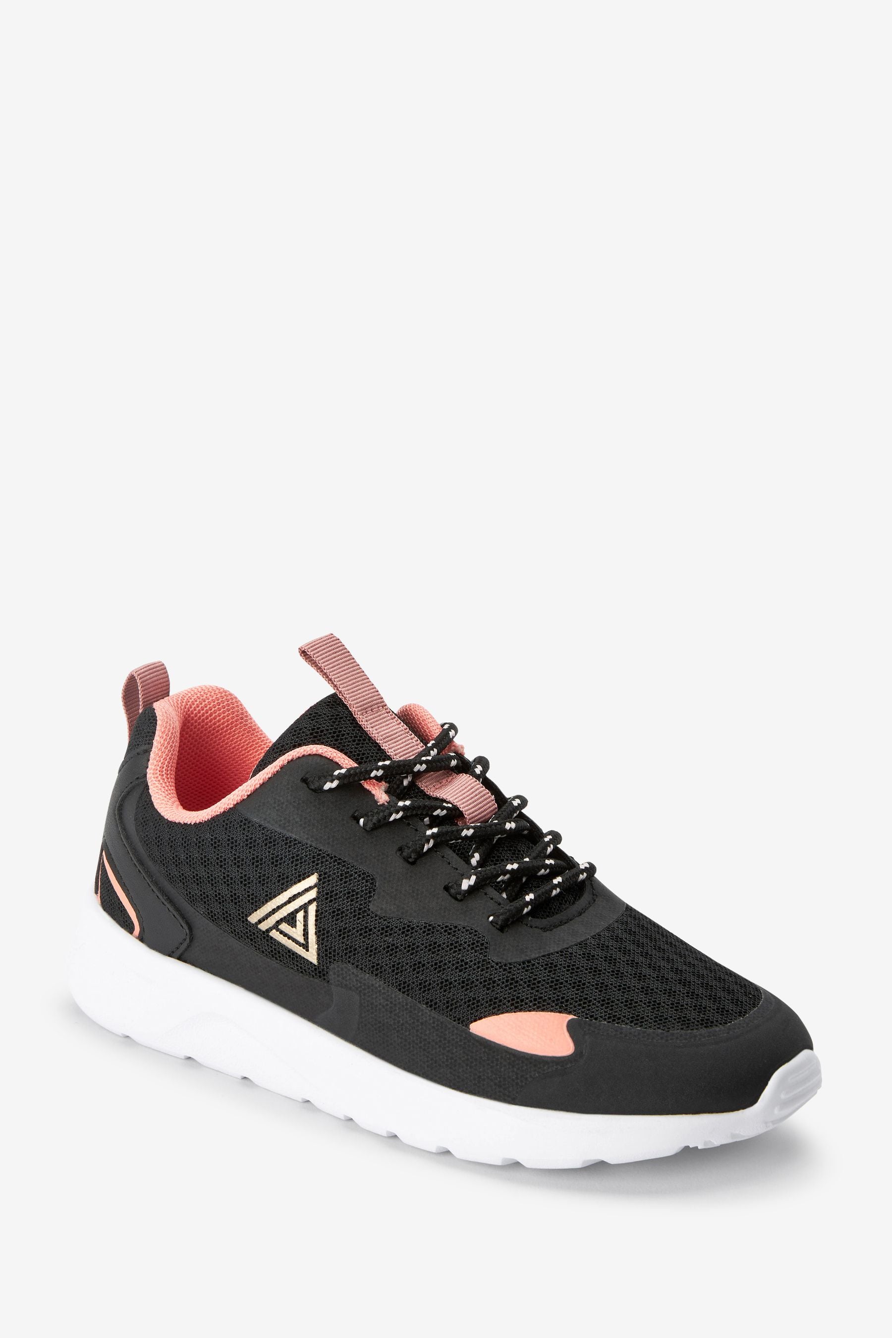 Black/Coral Wide Fit (G) Lace-Up Trainers