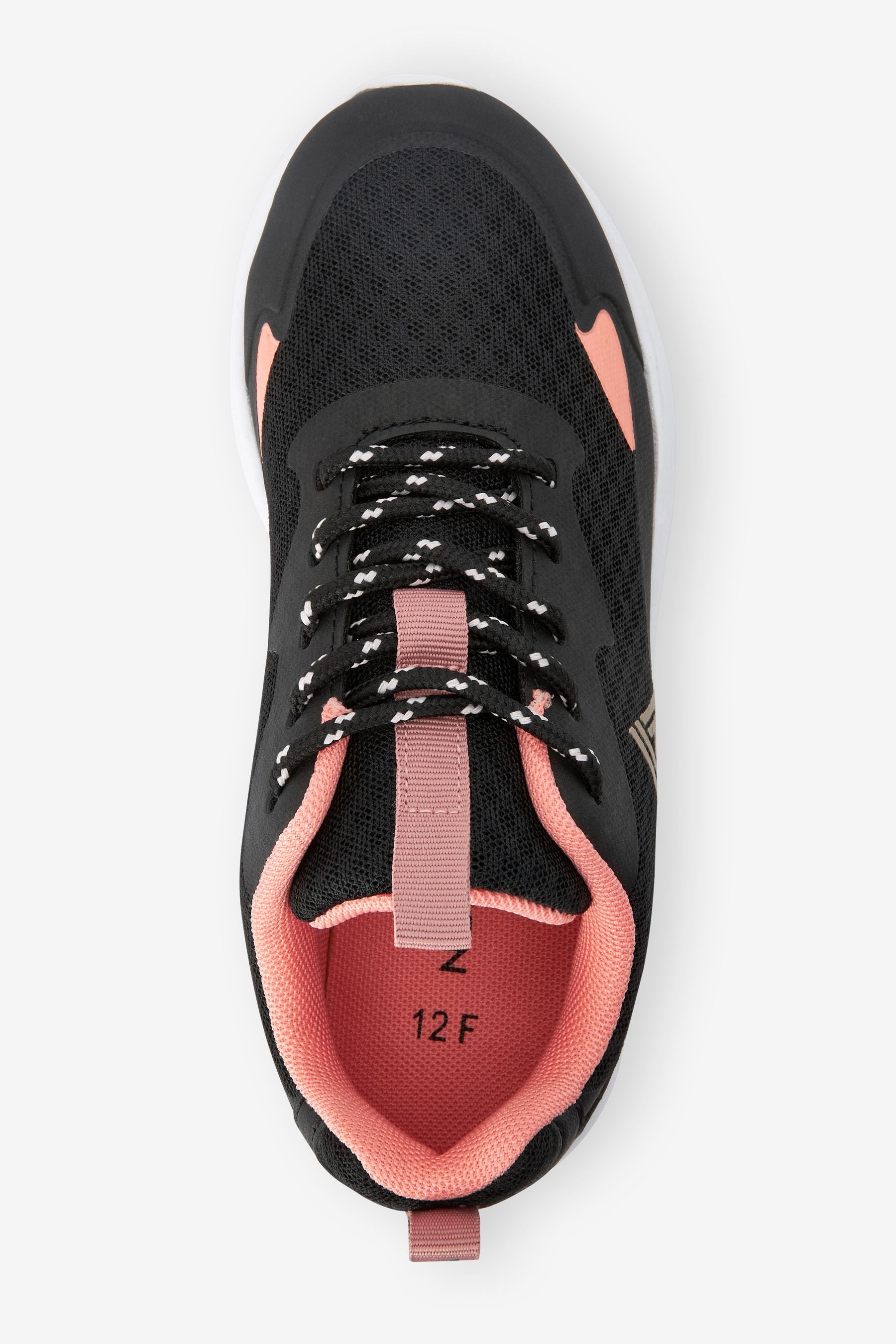 Black/Coral Wide Fit (G) Lace-Up Trainers