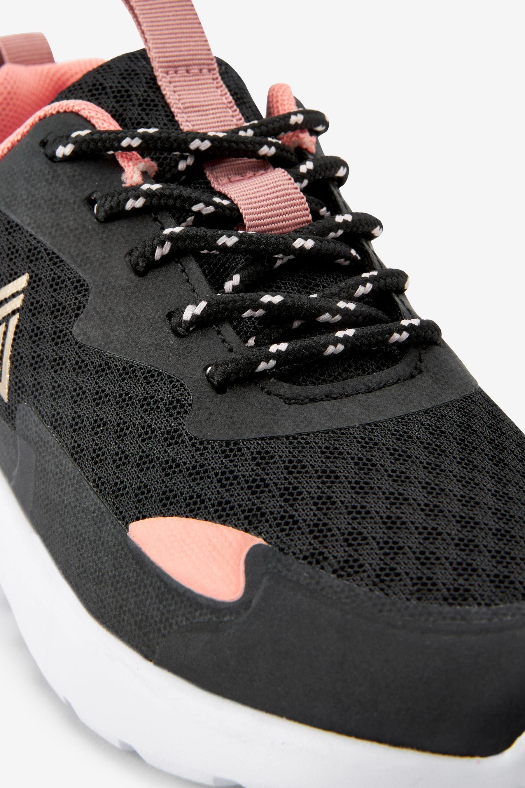 Black/Coral Wide Fit (G) Lace-Up Trainers