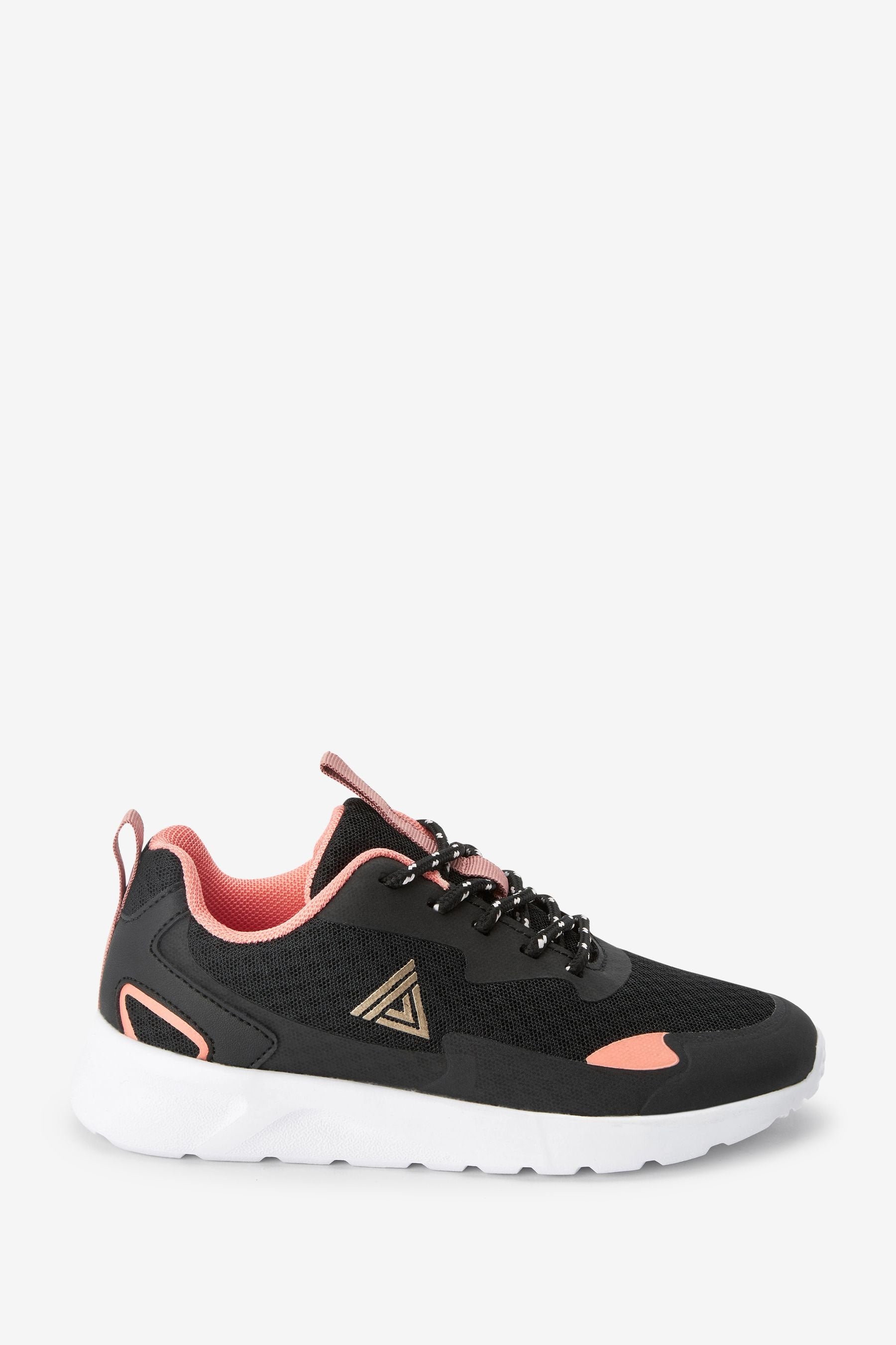 Black/Coral Lace-Up Trainers