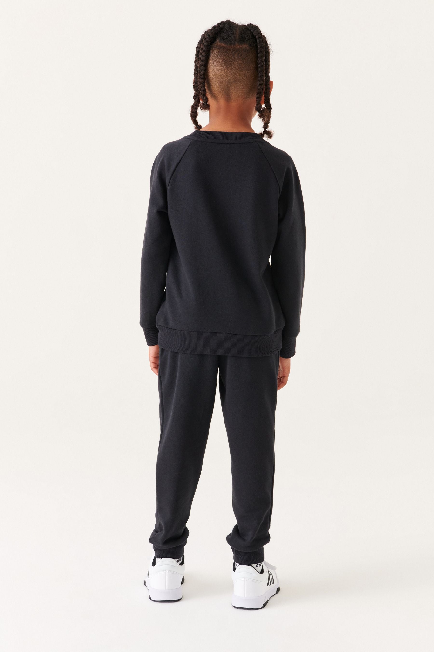 Black adidas Kids Little Essentials Logo French Terry Jogger Set