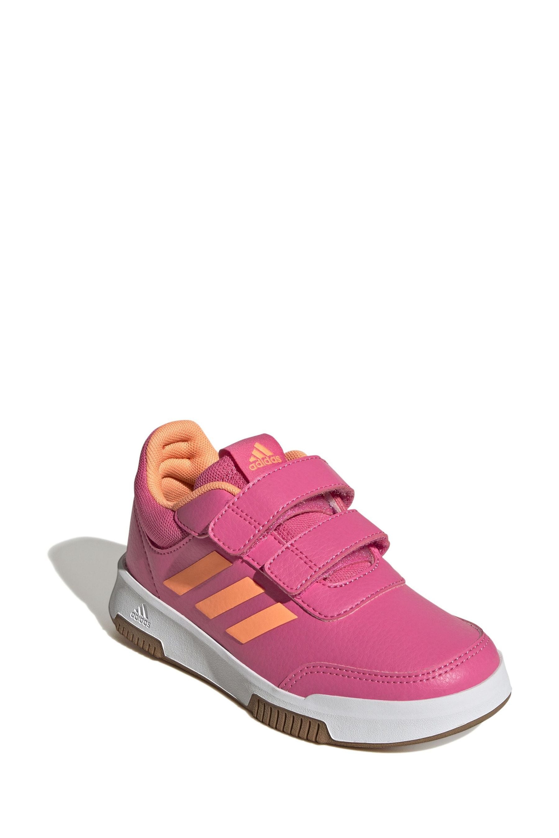 Pink/Orange adidas Kids Sportswear Tensaur Hook And Loop Trainers